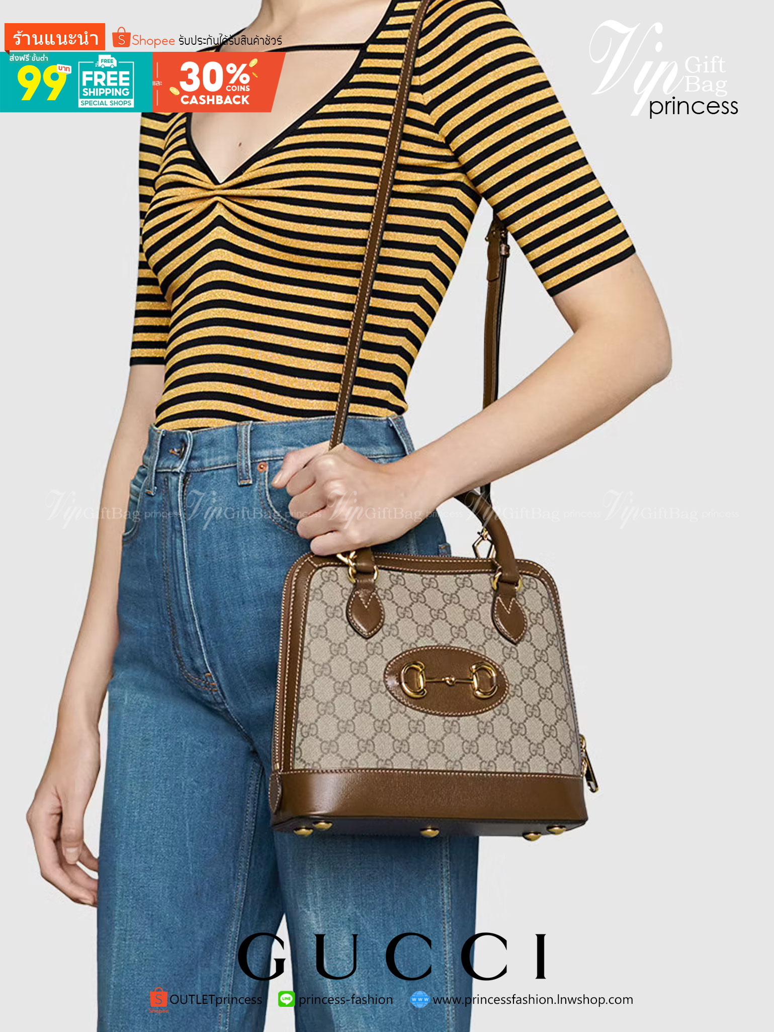 VIP GIFT 】หนังแท้ GUCCI Horsebit 1955 small top handle bag