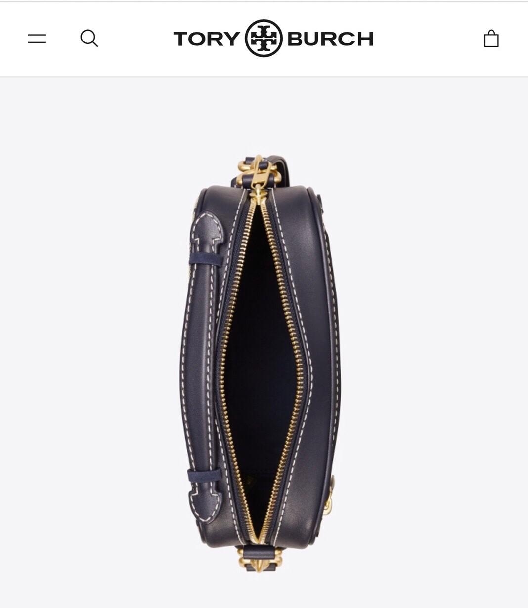 Tory Burch T- Monogram Jacquard Camera Bag กระเป๋าถือหรือสะพายข้าง ปักษ์ลายแบรนด์ วัสดุ Canvas ปักษ์ลายแบรนด์