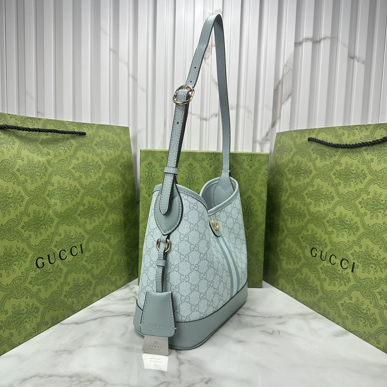 GUCCI OPHIDIA GG SMALL SHOULDER BAG Dusty Pink / Dusty Blue GG Supreme canvas กระเป๋าสะพายไหล่ สีใหม่พาสเทลสวยหวาน อะไหล่ทองหรูหรา