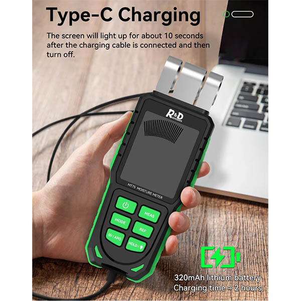 เครื่องวัดความชื้นคอนกรีต พื้นคอนกรีต ผนังปูนฉาบ อิฐมวลเบา ไม้แผ่น แบบคลื่นแม่เหล็ก รุ่น MT75 สแกนลึกสุดได้ถึง 40 มม.