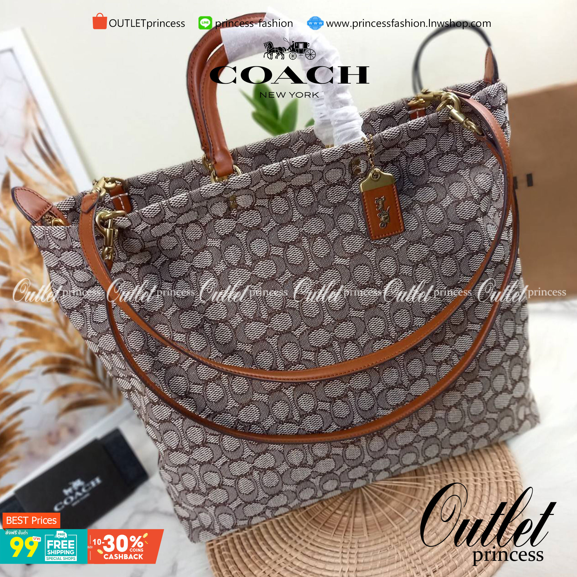 คอลเลคชั่นนี้ เด็ดมากๆ🌺😎//>>COACH ROGUE TOTE IN SIGNATURE TEXTILE JACQUARD(COACH C6161)🍁กระเป๋าทรงTOTE ใบใหญ่ จุของได้สะใจสุดๆ จะถือ หรือสะพายได้ตามดีไซน์การใช้งาน มีสายสะพายยาวให้ 2 เส้น แบบสะพายคู่//วัสดุ JACQUARD ตัดขอบหน้