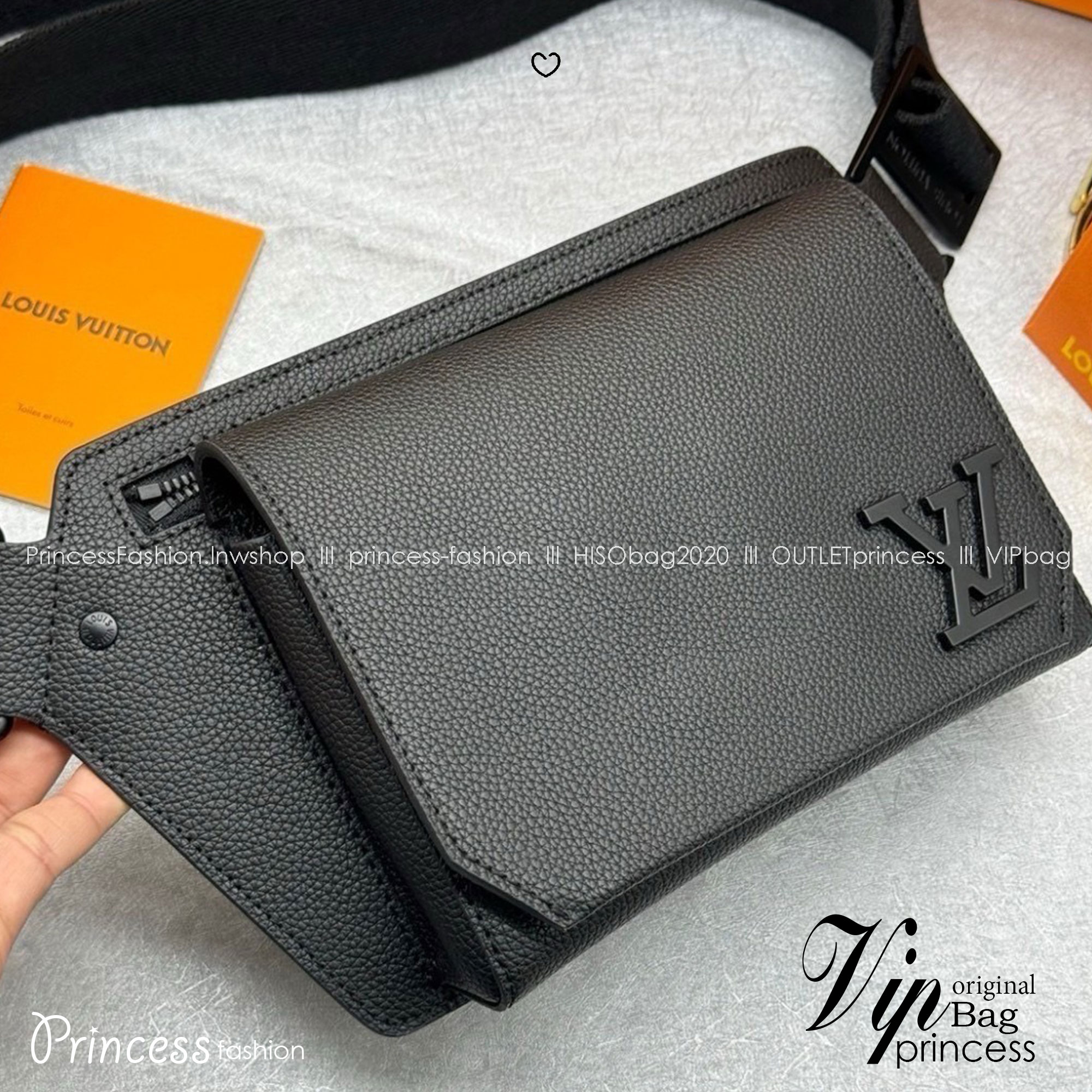 ORI | LV Sling bag Takeoff model / lvbeltbag กระเป๋าคาดอก หนังแท้ลายเกรนสีดำ ดีไซน์เรียบหรู 🤍 เกรดออริจินอล เทียบแท้ ใช้งานได้ทั่วโลก