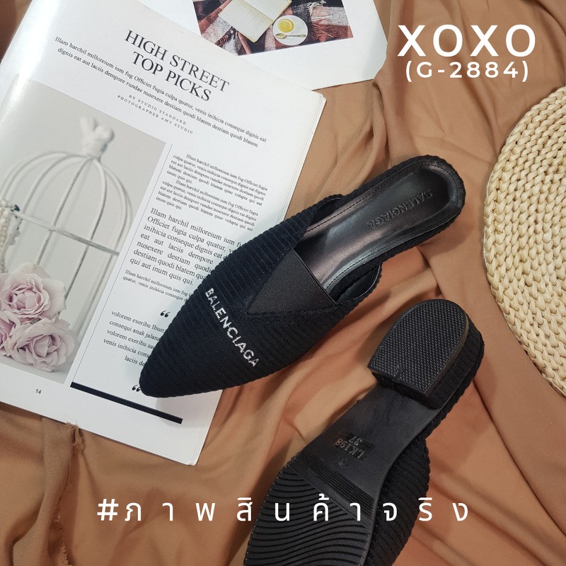 Balenciaga Shoes / BLCG Shoes รองเท้างานสวม วัสดุผ้าลูกฟูก นุ่มมาก ด้านหน้า แต่งยางยืด ปักโลโก้แบรนด์ มีส้นเล็กน้อยทรงเหลี่ยมใส่สบาย ใช้งานไม่เมื่อยน้ำหนะกเบา
