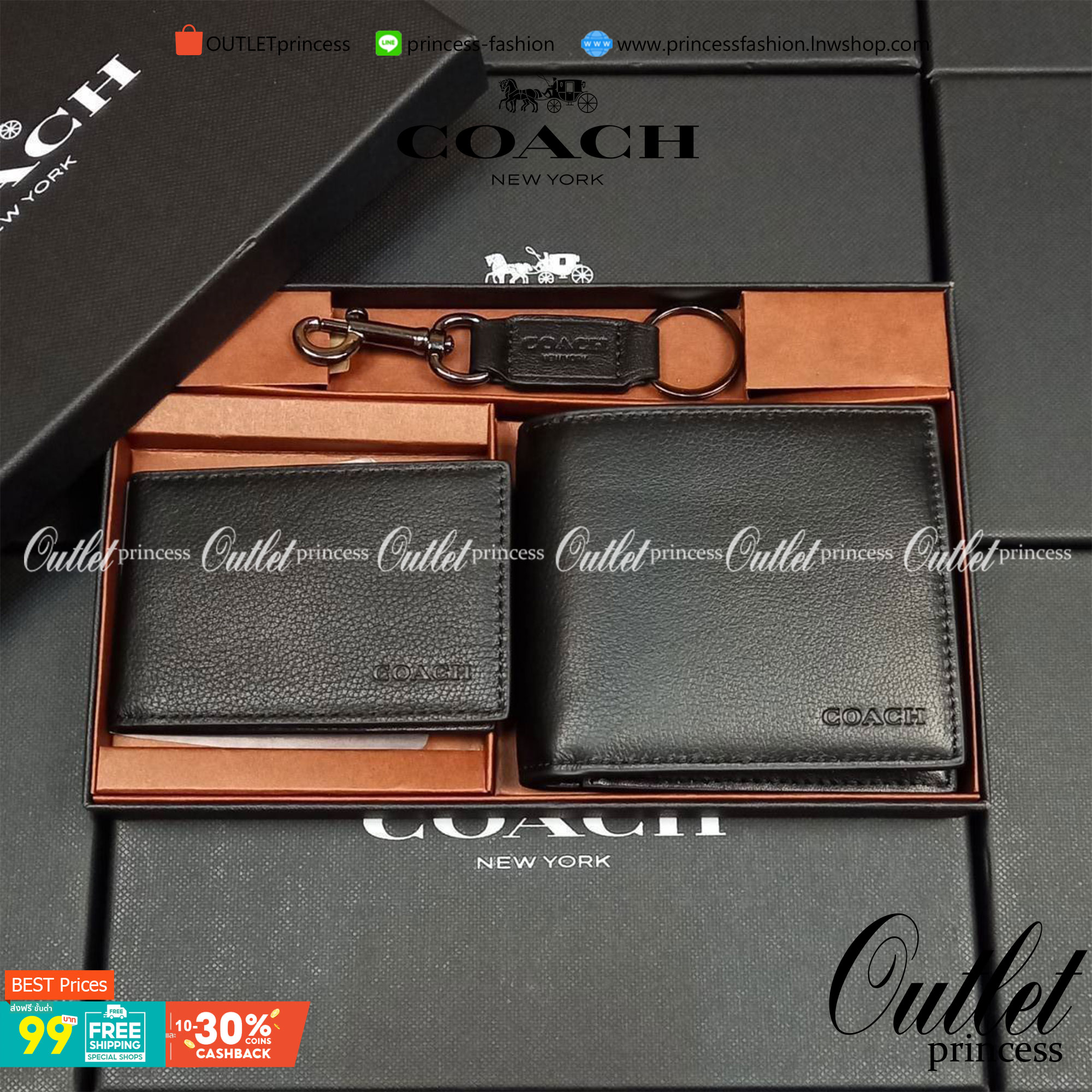 COACH COMPACT ID WALLET IN SPORT CALF LEATHER WITH KEY FOB LIMITED BOX(COACH F74991)🍁BOX SET กระเป๋าสตางค์ใบสั้น มาพร้อมใบลูกแบบแพ๊คคู่+และพวงกุญแจ//วัสดุหนังแท้ หนังนิ่ม เนื้อสัมผัสคือดีมากๆ ยิ่งจับ ยิ่งดูดี มาดเข้มบาดลึกลงตัวมาก ดูมีเสน่ห์น่าค้น
