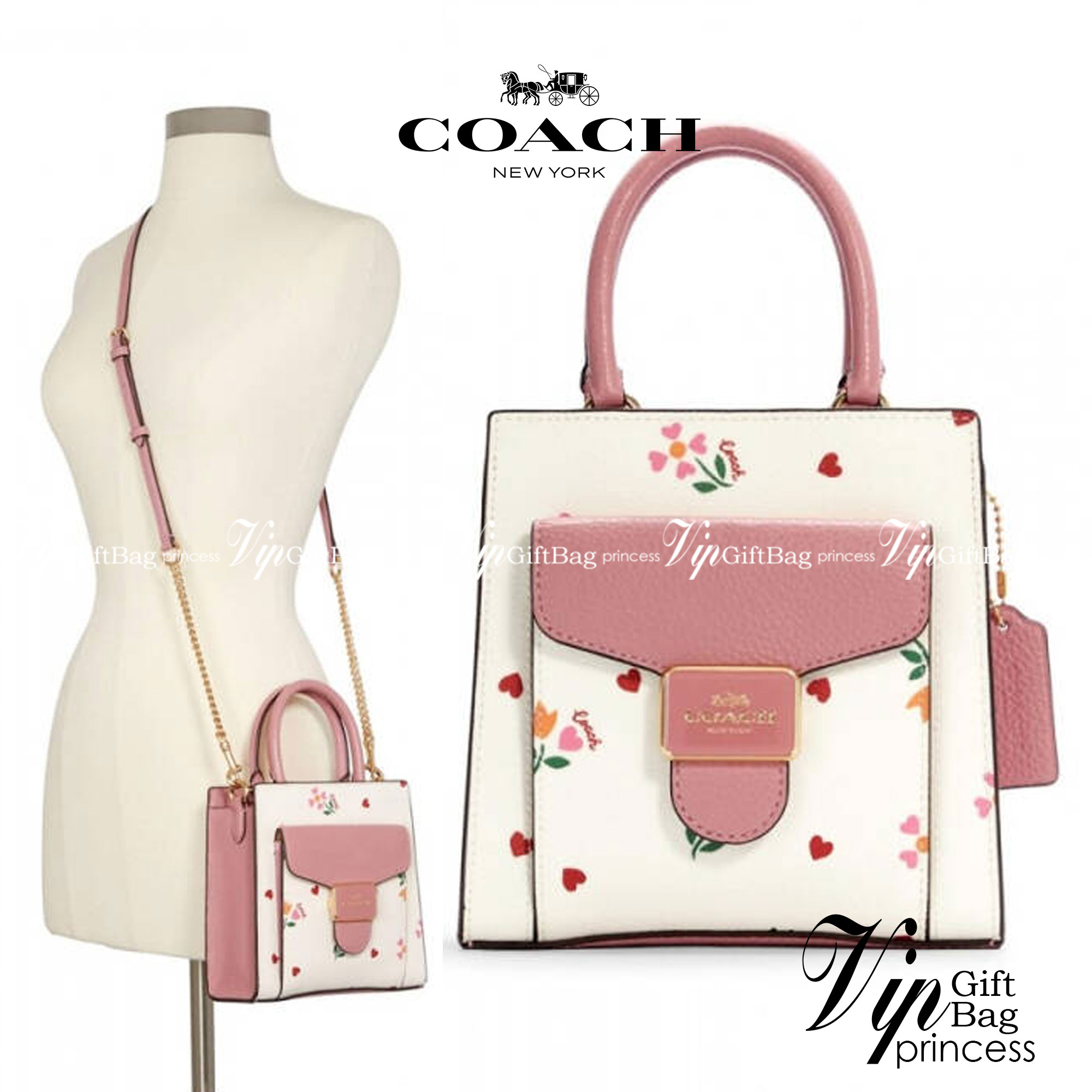 COACH MINI PEPPER CROSSBODY WITH HEART PETAL PRINT ((C7599)) พร้อมส่งที่ น้องใหม่ล่าสุดค่าา! กระเป๋าสะพายครอสบอดี้ร์ หรือหิ้วออกงานก็สวยไม่น้อยทีเดียวค่ะ หนังแท้นิ่มสวย ตัวกระเป๋าทำลายดอกหัวใจได้สวยงามน่าใช้มากๆเลยค่ะ
