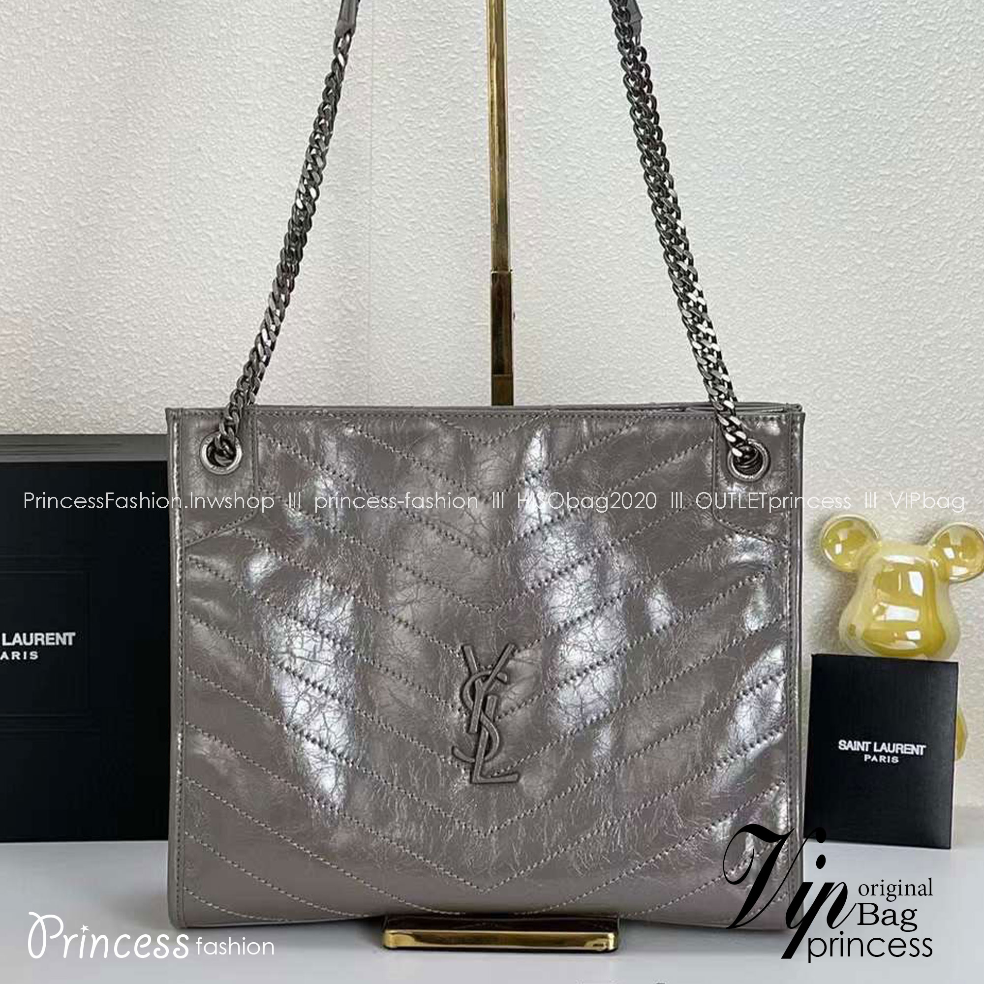 YSL NIKI SHOPPING IN VINTAGE LEATHER 32cm / YSL TOTE BAG กระเป๋าสะพาย เกรดหนังเงาสวยเต็มใบ เกรดออริ 1:1 ใช้งานต่างประเทศได้