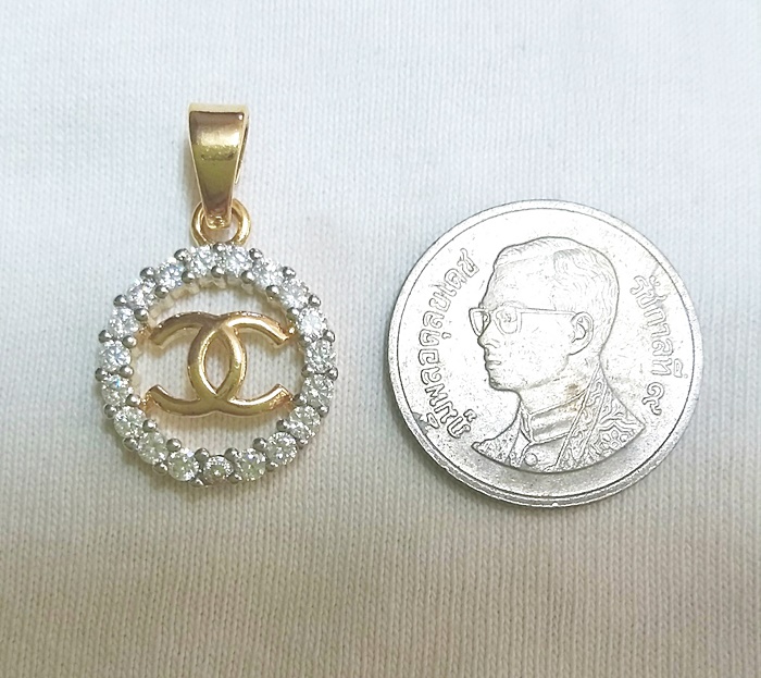 จี้ตัวซีไขว้ประดับเพชรCZ แบบ1ค่ะ