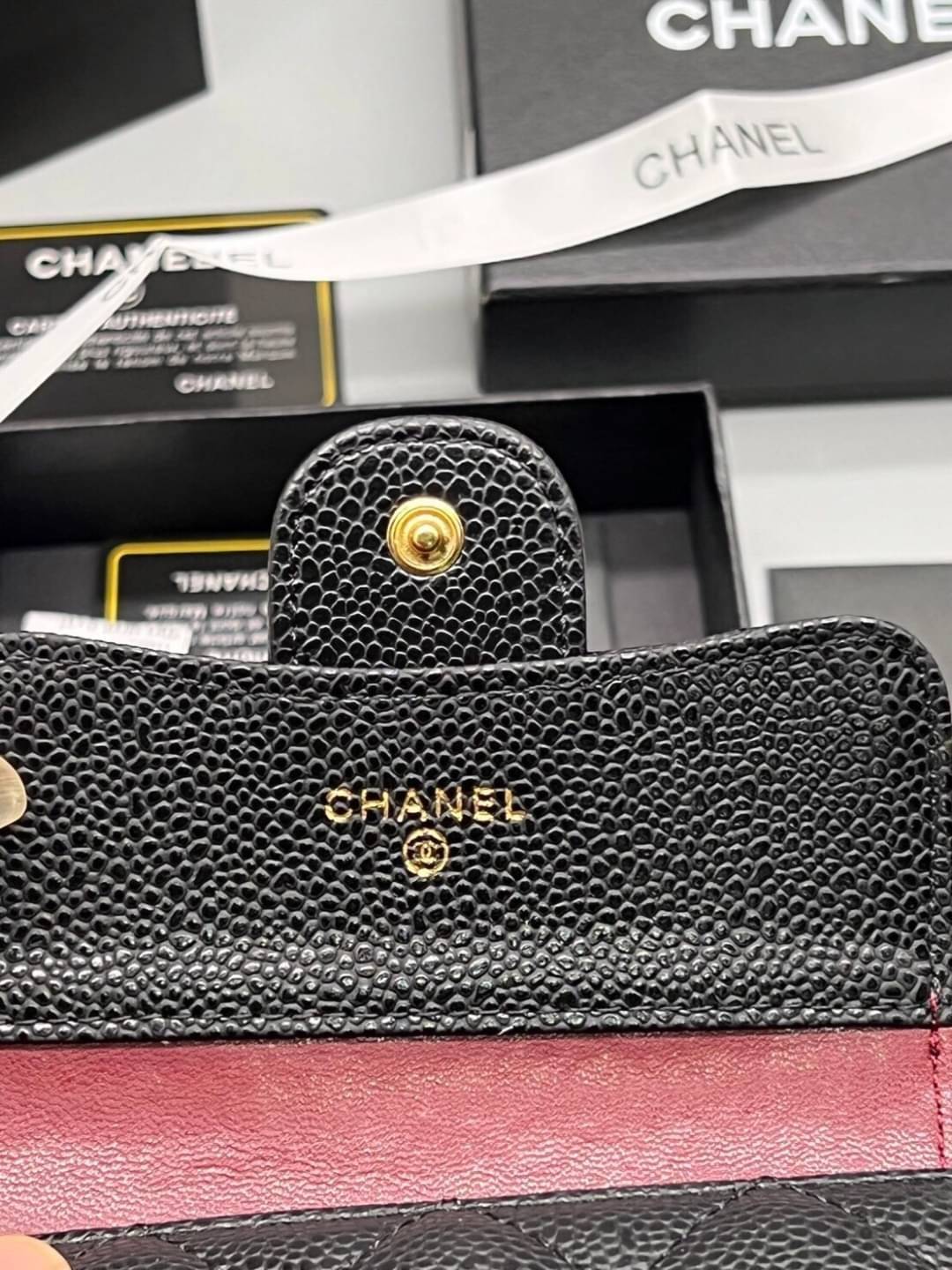 CHANEL Wallet Tri-fold Caviar / Chanel Short Wallet หนังคาเวียร์ กระเป๋าสตางค์ชาแนลใบสั้น เกรดออริจินอล ภาพถ่ายจากงานขายจริง ใช้งานต่างประเทศได้