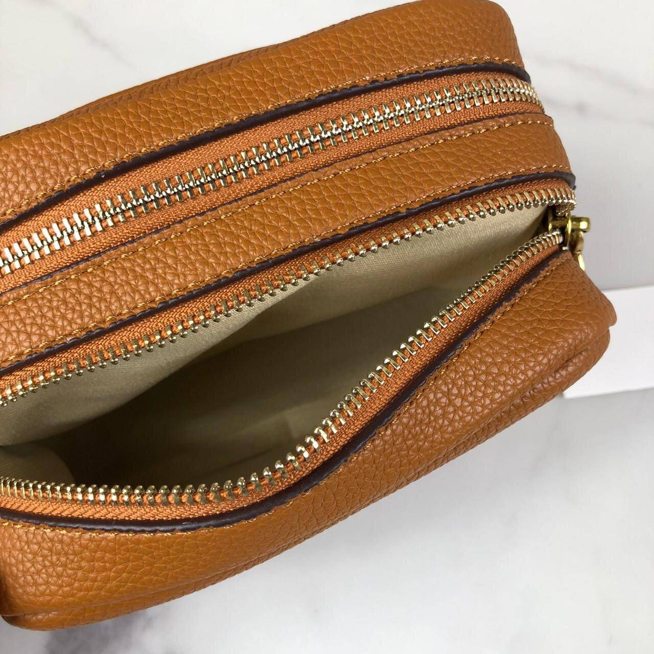 ของแท้ 💯% Tory Burch Perry Bombe Mini Leather Crossbody กระเป๋าสะพาย 2 ช่องซิป