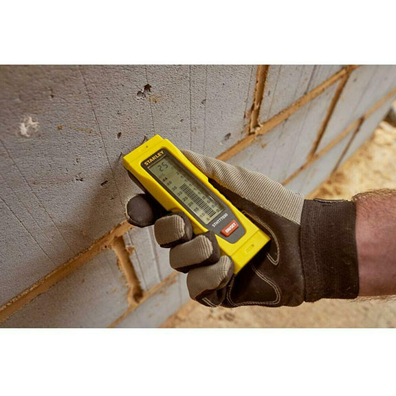 เครื่องวัดความชื้น ผนังปูน พื้นคอนกรีต แผ่นยิปซัม พลาสเตอร์ ปูนซีเมนต์ ไม้ ใช้หาจุดน้ำรั่วซึม ยี่ห้อ STANLEY จากอังกฤษ