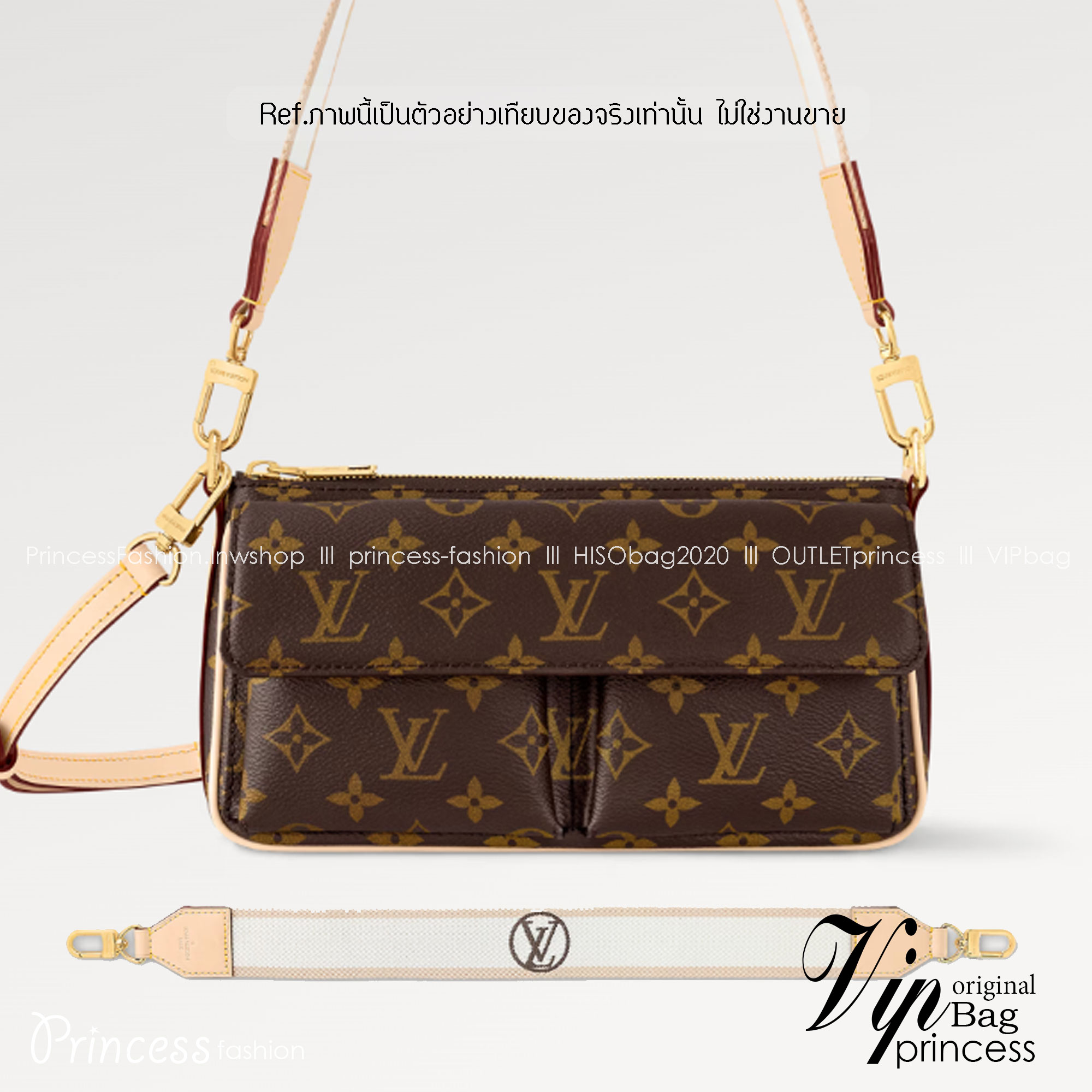 LV Vivacité Monogram Monogram Canvas กระเป๋าถือสะพายลายโมโนแกรม เกรดออริ ท็อป 1:1 เกรดแคนวาสแท้อย่างดี ลายคมชัด ใช้งานต่างประเทศได้