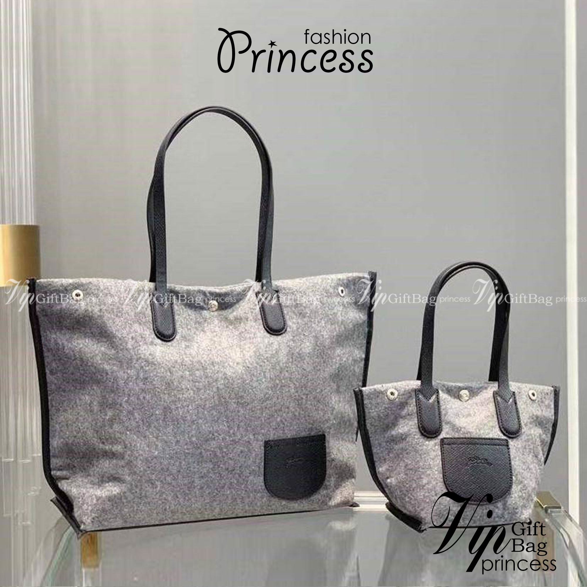 LONGCHAMP ROSEAU ESSENTIAL Shopping bag กระเป๋า Tote วัสดุผ้าขนสัตว์ ซับในผ้าฝ้ายที่จับด้านบนหนังวัว กระเป๋าสะพายใบนี้มีขนาดพอเหมาะ ดีไซน์หรูหรานี้สามารถสะพายไหล่หรือถือในมือก็ได้ นุ่มและน้ำหนักเบา