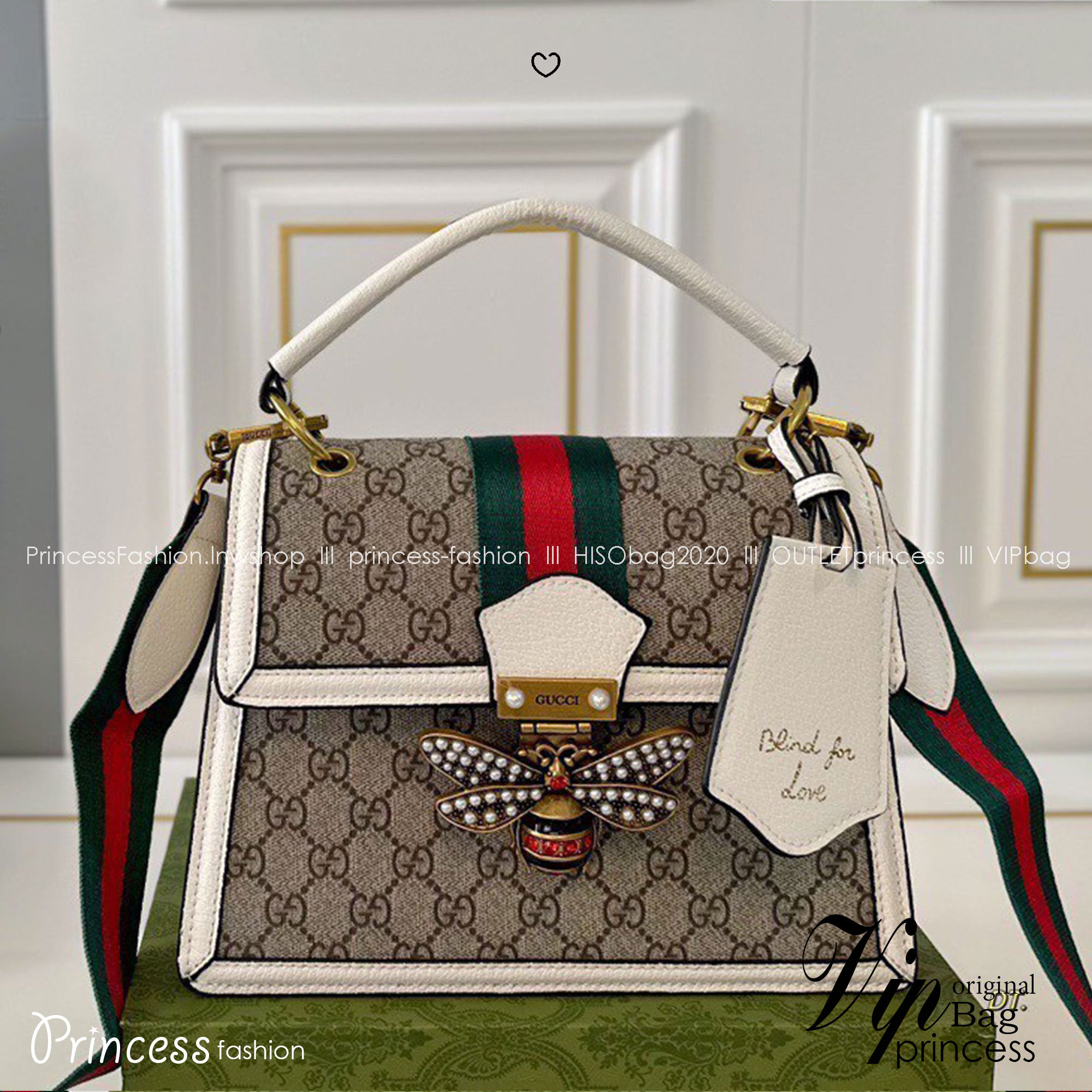 GUCCI Queen Margaret Bee top handle bag กระเป๋าถือลิมิเต็ดด้วยตัวกดล็อครูปผึ้งประดับมุกสวยหรูโดดเด่น มาพร้อมสะพายข้างสปอร์ต ดีไซน์สวยไม่ซ้ำใคร