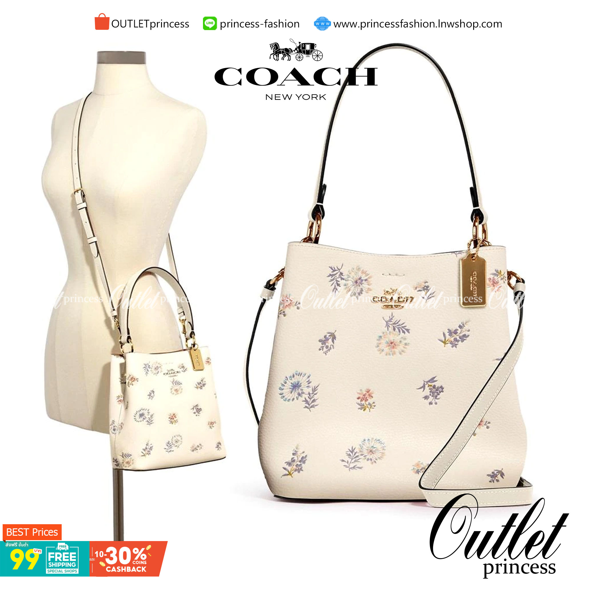 รุ่นฮิต รุ่นขายดี รุ่นที่สาวๆต้องมีค่ะ!! COACH SMALL TOWN BUCKET WITH DANDELION PRINT ((2310)) พร้อมส่งที่ไทยอีกครั้ง ห้ามพลาดค๊าาา😘 กระเป๋าทรงถัง หนังแท้ลายหนังสวยนิ่มอย่างดีค่ะ!