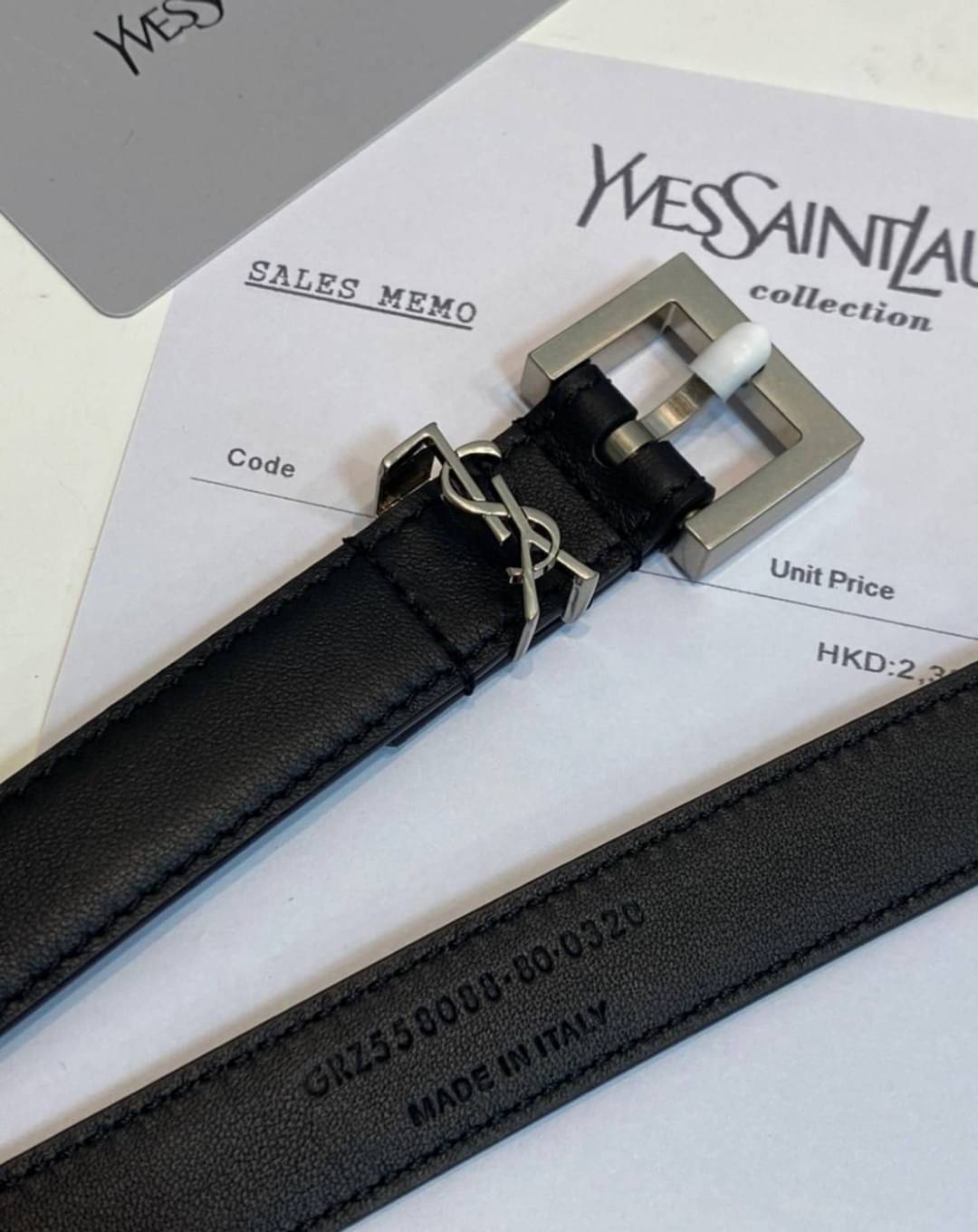 YSL Belt Black Leather เข็มขัดเกรดออริจินอลหนังแท้ พร้อมส่ง ภาพสินค้าถ่ายจากงานขายจริง ใช้งานต่างประเทศได้