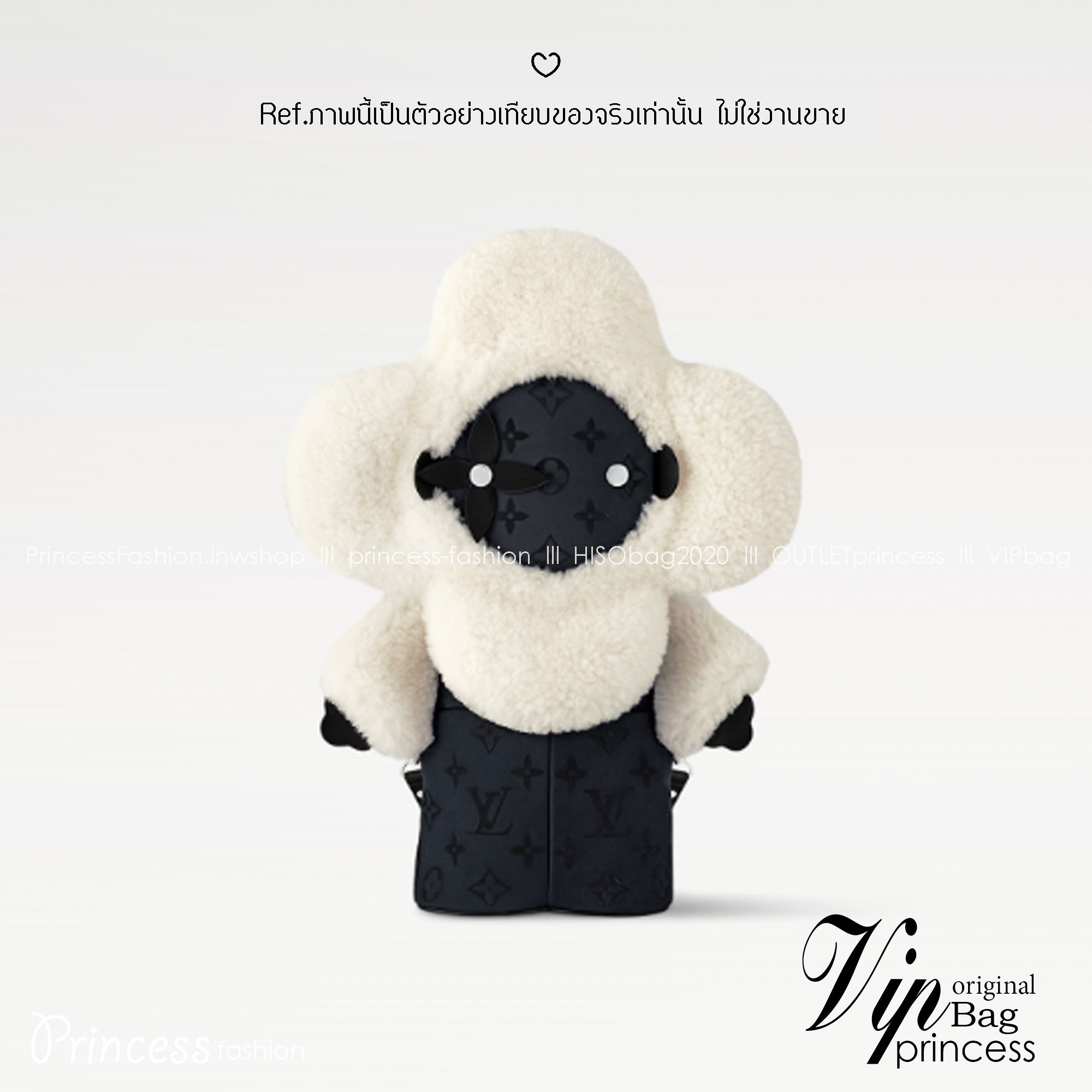 สลับแท้ LV Vivienne Backpack กระเป๋าเป้ คอลเลกชัน Ski Snow แต่งขอบขนเฟอสุดพิเศษ ดีไซน์น่ารักน่าใช้ งานผ้าไนลอนรุ่นใหม่ของแบรนด์ พิมพ์ลายโมโนแกรมด้วยซิลค์สกรีน