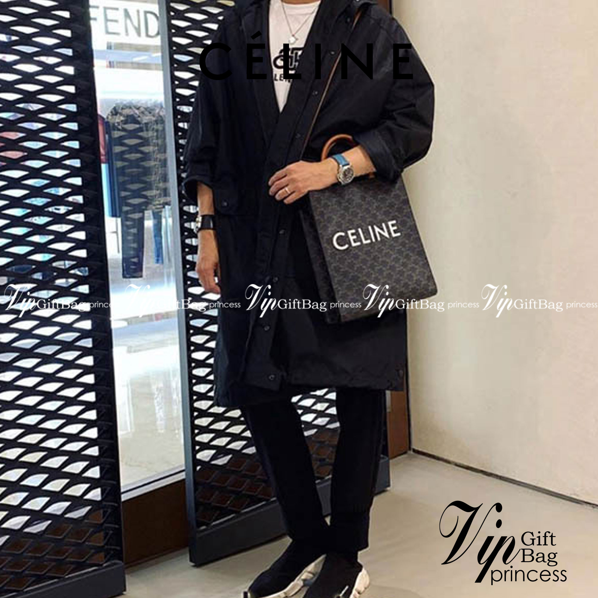 หนังแท้ CELINE SMALL CABAS VERTICAL IN TRIOMPHE CANVAS AND CALFSKIN / CELINE TOTE พร้อมส่งที่ไทย กระเป๋าโท้ททรงตั้ง CABAS TRIOMPHE งานหนังแท้ CALFSKIN ทั้งใบ พร้อมหูหิ้วสองข้างและสายสะพายหนังแบบถอดได้ ภาพสินค้าถ่ายจากงานขายจริง ใช้งานต่างประเทศได้