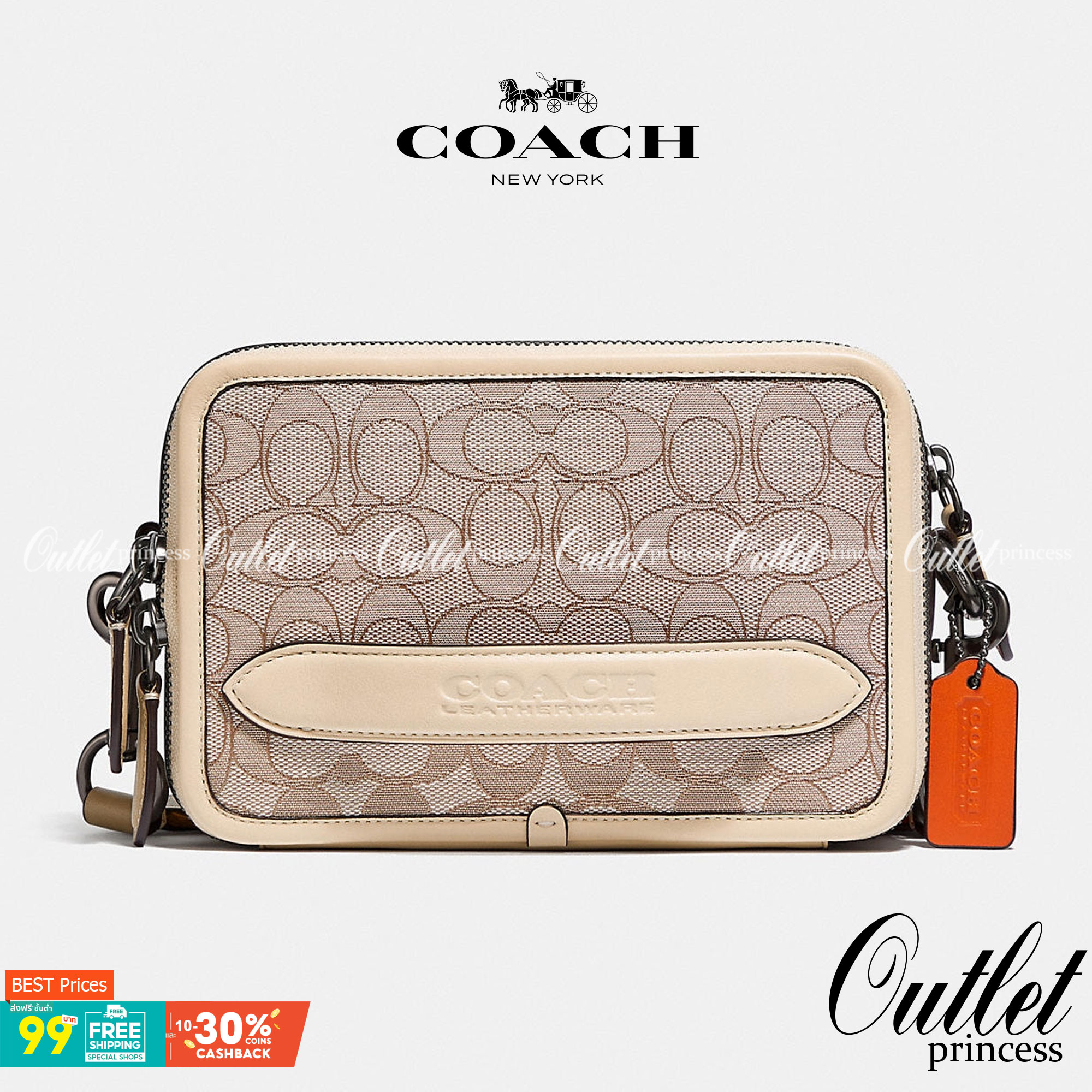 COACH CHARTER CROSS BODY IN SIANATURE JACQUARD((C3780)) 💋พร้อมส่ง สินค้าออกใหม่ ไม่มียังไงไหว!! ✔️กระเป๋าสะพายครอสบอดี้ร์ หรือสามารถสอดมือตรงหนังด้านหน้าถือแบบเก๋ๆได้ด้วยค่าา วัสดุJacquardทอบายแบรนด์อย่างดี ผสมหนังแท้ ได้ลงตัวสวยงาม น่าใช้