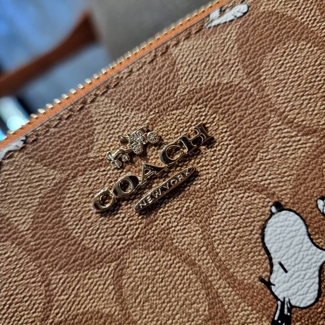 COACH F36674 TOP HANDLE POUCH IN SIGNATURE WITH SNOOPY PRINT คอลเลคชั่นใหม่ ในสไตล์พอช มาให้ช้อปก่อนใครในไทยจ้า น่ารักน่าใช้ไปอีกกับกระเป๋าสะพายทรงฮิตตลอดกาล ด้วยดีไซน์ที่ออกมาให้ใช้งานได้ง่าย ขนาดกำลังเหมาะ วัสดุแคนวาสทนทาน ดีไปหมดขนาดนี้!! คุณลูกค้าถึงส