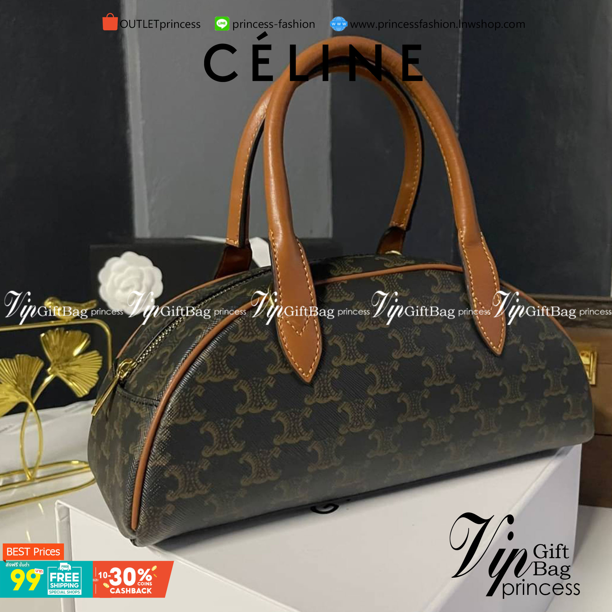 VIP 】CELINE VINTAGE BAG 2021 handlebag canvas งานหนังแท้ผสมแคนวาส โดดเด่นไม่เหมือนกับลวดลายแคนวาสที่เป็นเอกลักษณ์แบรนด์แบบไม่เหมือนใครให้ด้วยความเรียบหรู เหมาะสำหรับการใช้งานในชีวิตประจำวันเป็นอย่างมาก