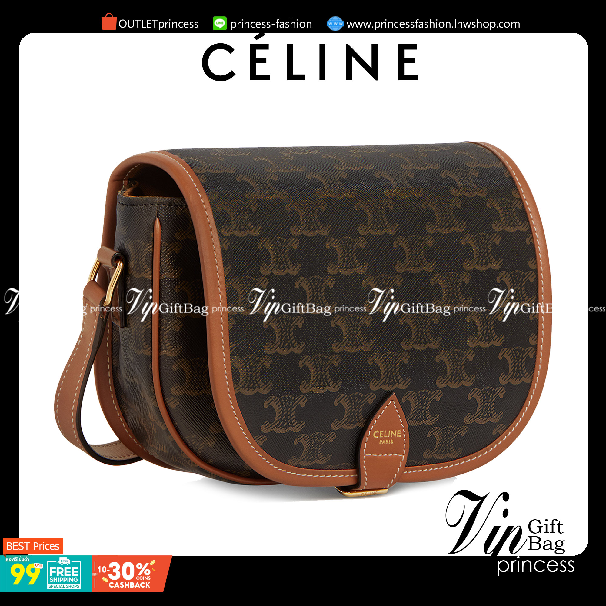 CELINE MEDIUM FOLCO BAG IN TRIOMPHE CANVAS หากใครที่กำลังมองหากระเป๋าสะพายข้าง ขนาดกะทัดรัด และเรียบหรู ต้องใบนี้เลยค่ะ เป็นกระเป๋าเปิดปิดแบบแบบฝาผับที่มีรูปทรงโค้งและที่ล็อกรูปทรงคล้ายเข็มขัด อีกทั้งยังสะท้อนความสวยสไตล์สาวปารีสได้อีกด้วย ด้านในของรุ่นนี