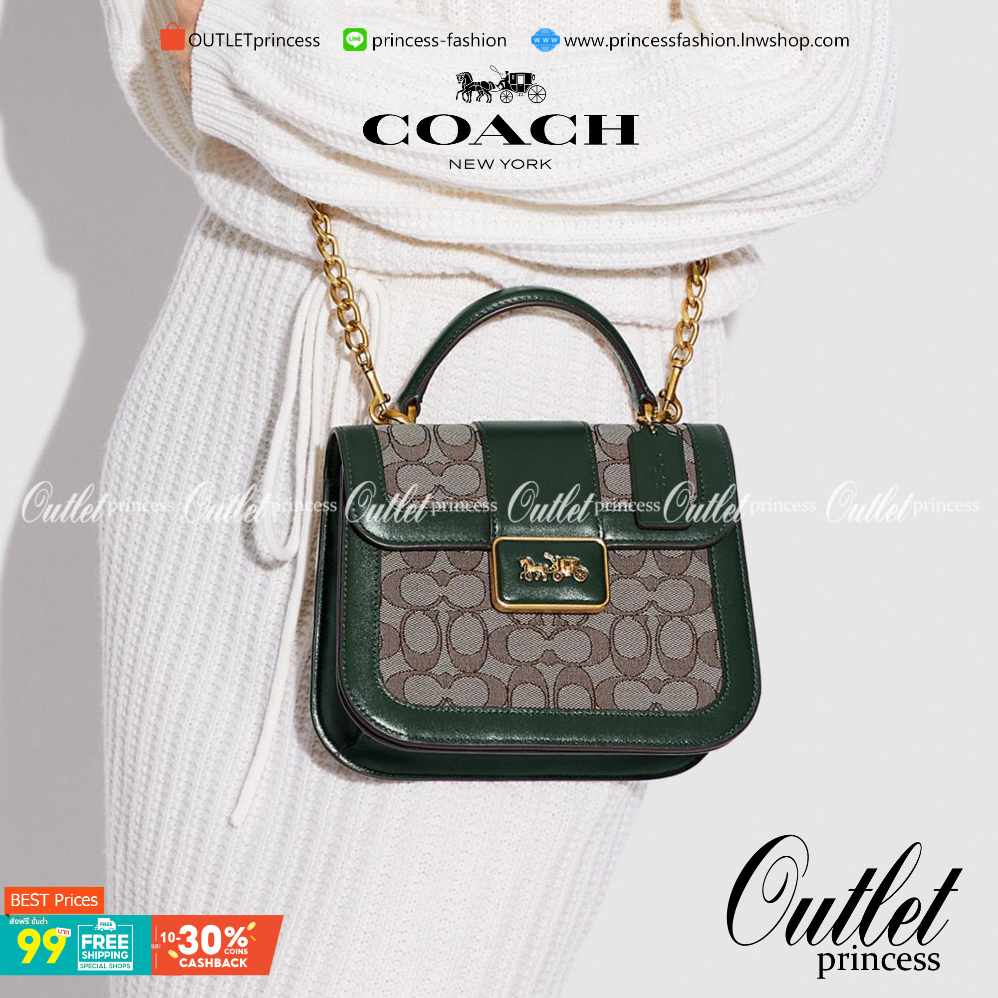 ใบจริงสวยหรูมากๆค่ะ💥 COACH ALIE TOP HANDLE IN SIGNATURE JACQUARD ((C4822)) พร้อมส่งที่ไทยค่ะ! กระเป๋าหิ้ว//สะพายข้าง วัสดุ Jacquard+หนังแท้ได้ลงตัวสวยงามมากๆค่ะ คลาสสิคสุดๆ เปิดปิดกระเป๋าแบบกดล็อค ช่องหลักกางออกได้กว้างสามารถใส่กระเป๋าเงินใบกลางได