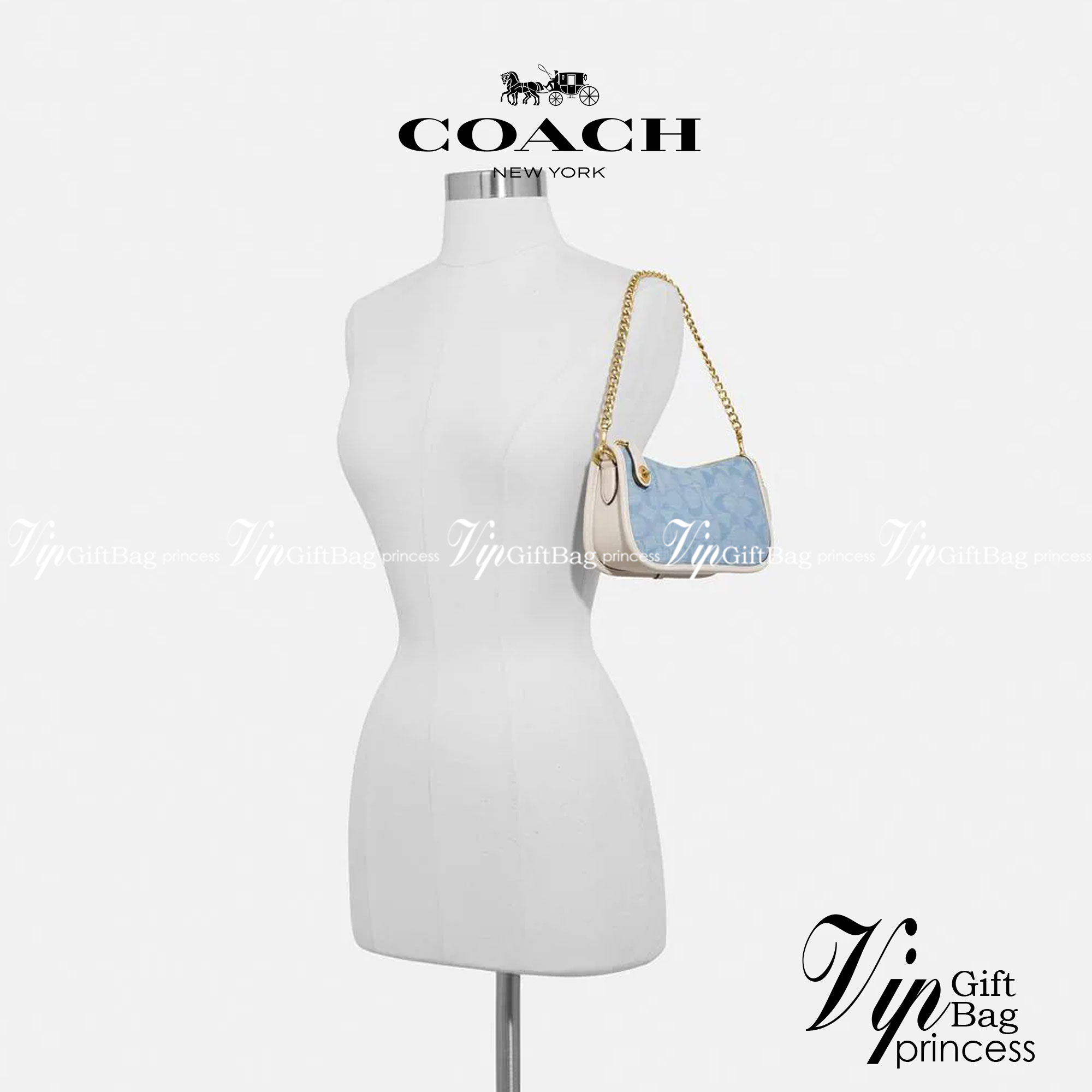 COACH Swinger 20 B4/Light Washed Denim Chalk พร้อมส่งที่ไทย ภาพสินค้าถ่ายจากงานขายจริง ใช้งานต่างประเทศได้