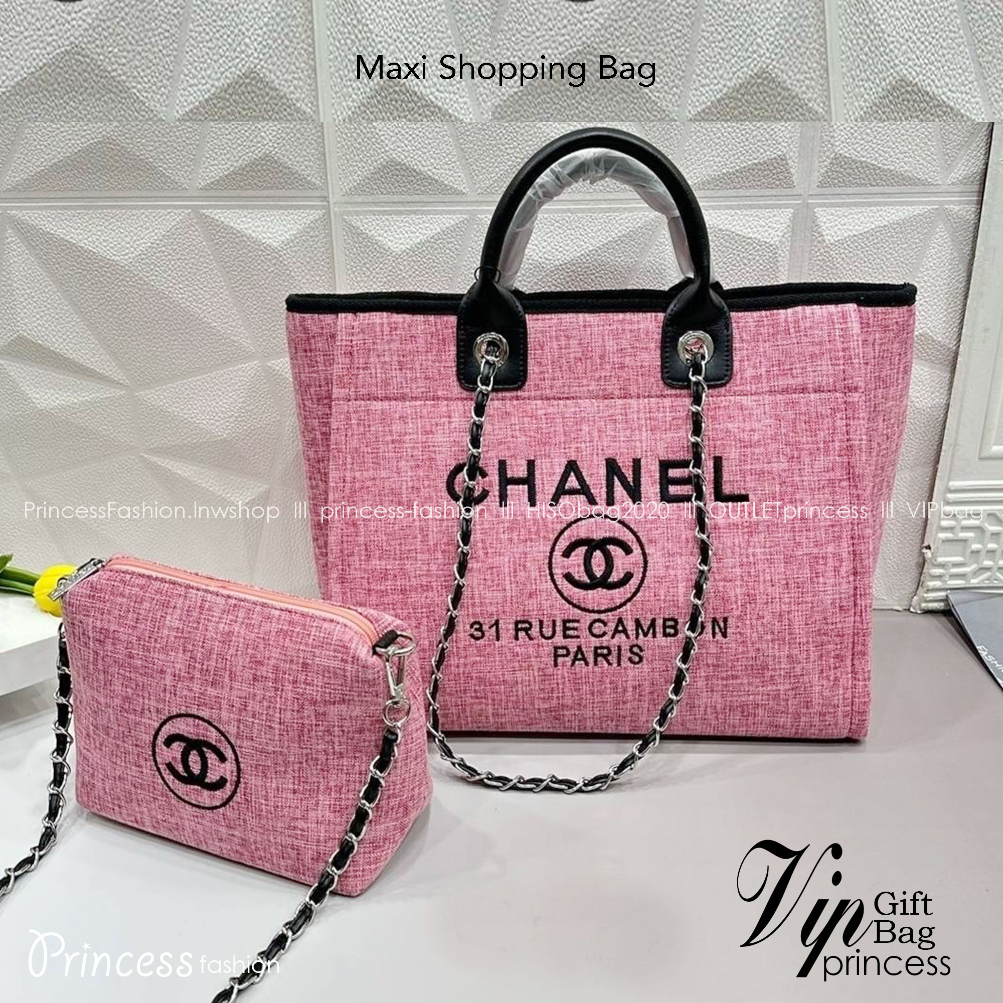 CHANEL Maxi Shopping Bag / Chanel tote bag 15" กระเป๋าทรงโท้ทใบใหญ่กระเป๋าผ้าแคนวาส งานสกรีนสวยหรูใบใหญ่สไตล์เซเลปค่ะ