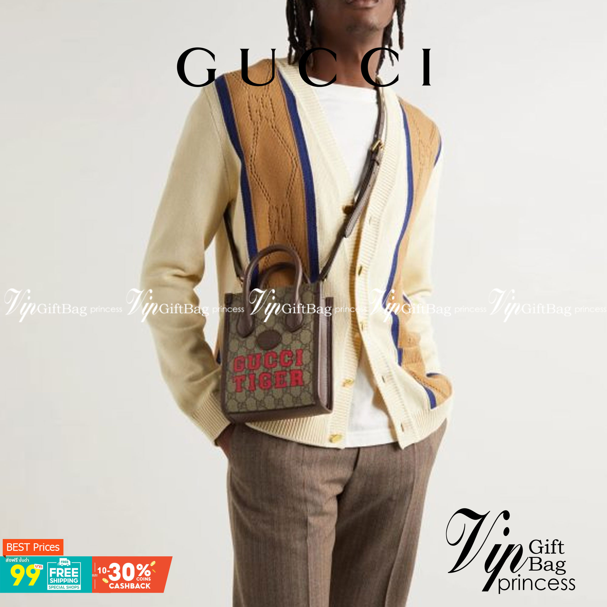 หนังแท้ Gucci Tiger GG mini tote bag พร้อมส่งที่ไทย