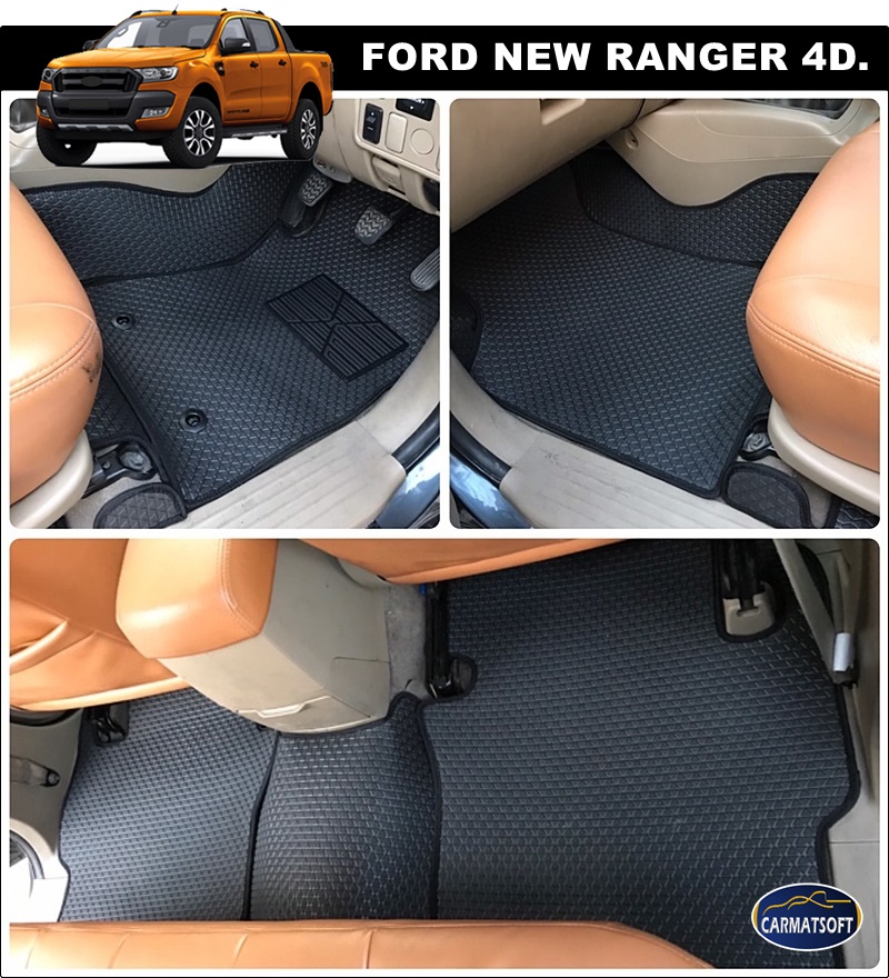 พรมปูพื้นรถยนต์ FORD RANGER 4ประตู 2015-20120 ลายสนุ๊กสีดำ เต็มคัน