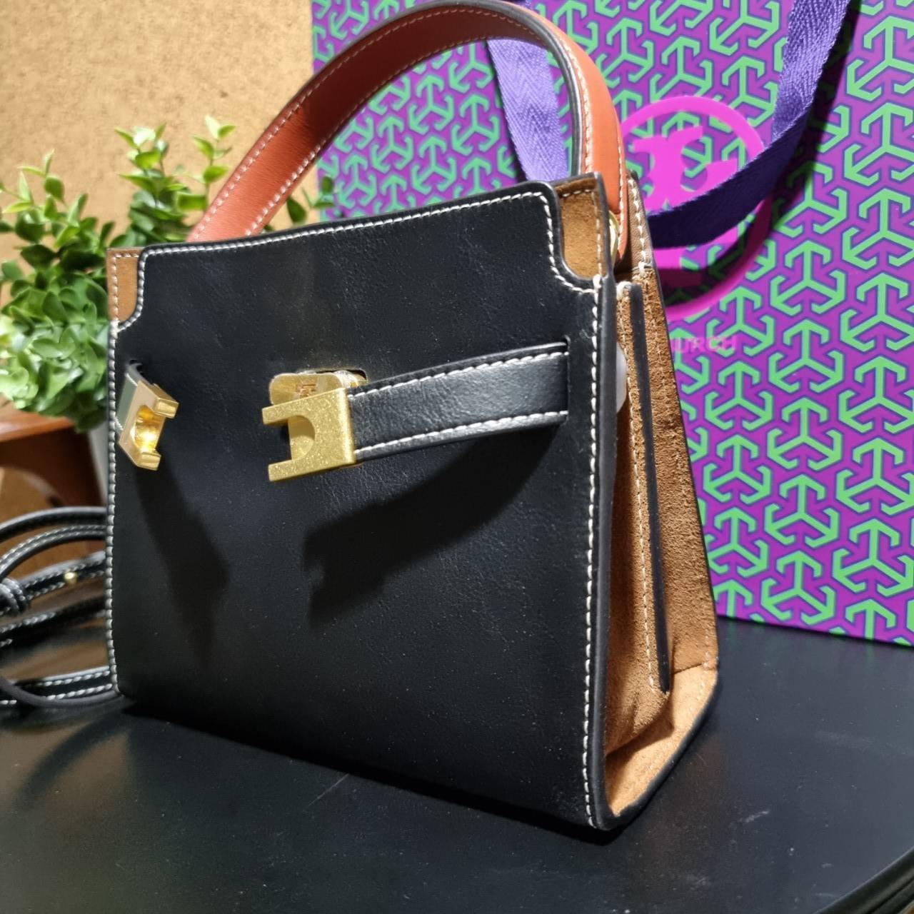 ของแท้ 💯% TORY BURCH LEE RADZIWILL PETITE DOUBLE BAG (BLACK)
