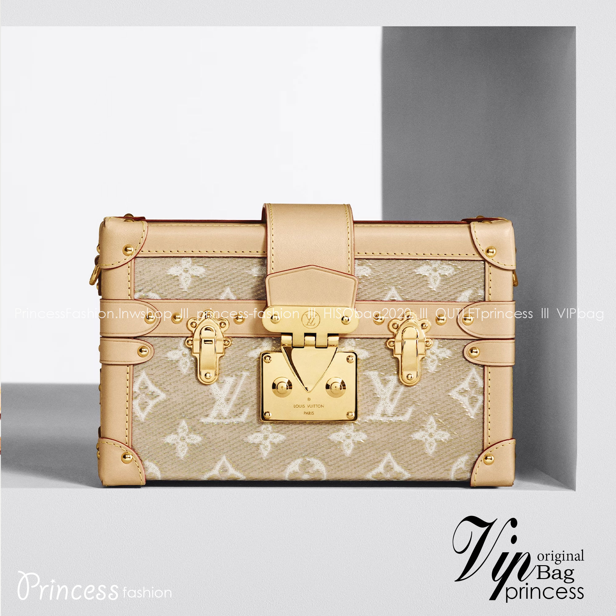 LV Petite Malle handbag soft beige color with golden reflections เกรดท็อปออริจินอล มีความละเอียดของเนื้องานมากที่สุด ปราณีตตรงปกทุกใบ ใช้สลับของแท้ได้ ใช้งานต่างประเทศได้ เข้าออกผ่านทุก ตม. สุดยอดเดอะเบสท์ไอเท็ม สวยหรู ผู้ดี หรูหรา ดูแพงมาแต่ไกล