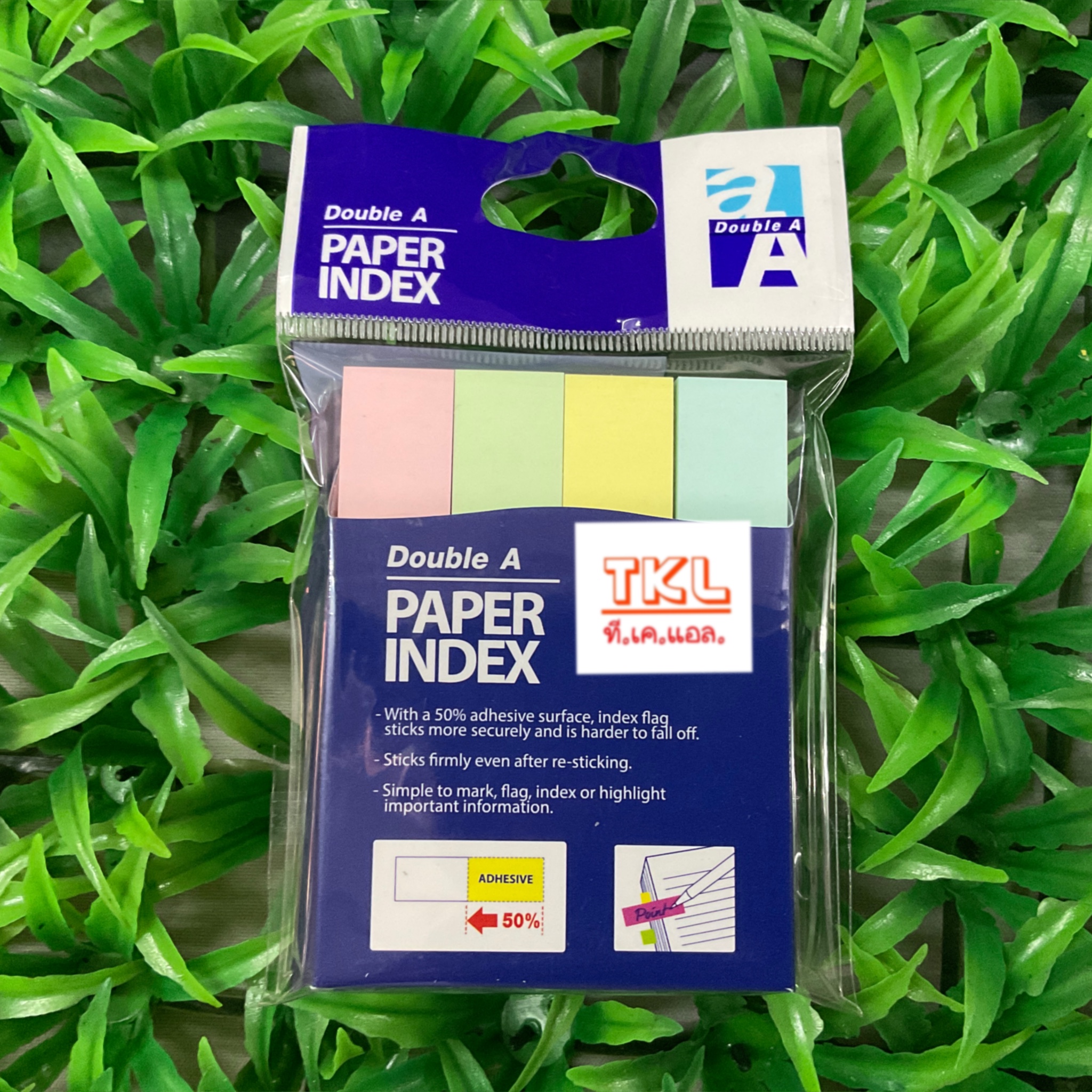 กระดาษโน๊ตกาวในตัว Double A INDEX 4 สี 76x14 มม. 400 แผ่น คละสีพาสเทล