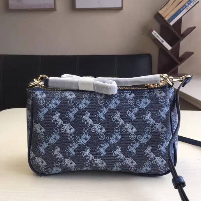 ของแท้ 💯% 】COACH TOP HANDLE POUCH HORSE AND CARRIAGE PRINT /crossbody/shoulder women bag