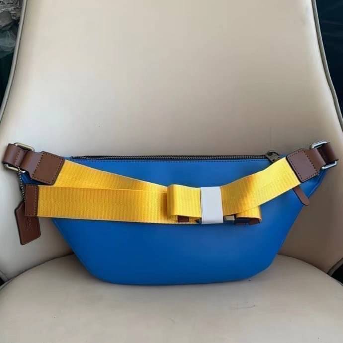 OUTTLET 】COACH RIVINGTON BELT BAG IN COLORBLOCK SIGNATURE CANVAS WITH COACH PATCH (962) รุ่นใบใหญ่จุใจ ใช้ได้ทั้งชายหญิง