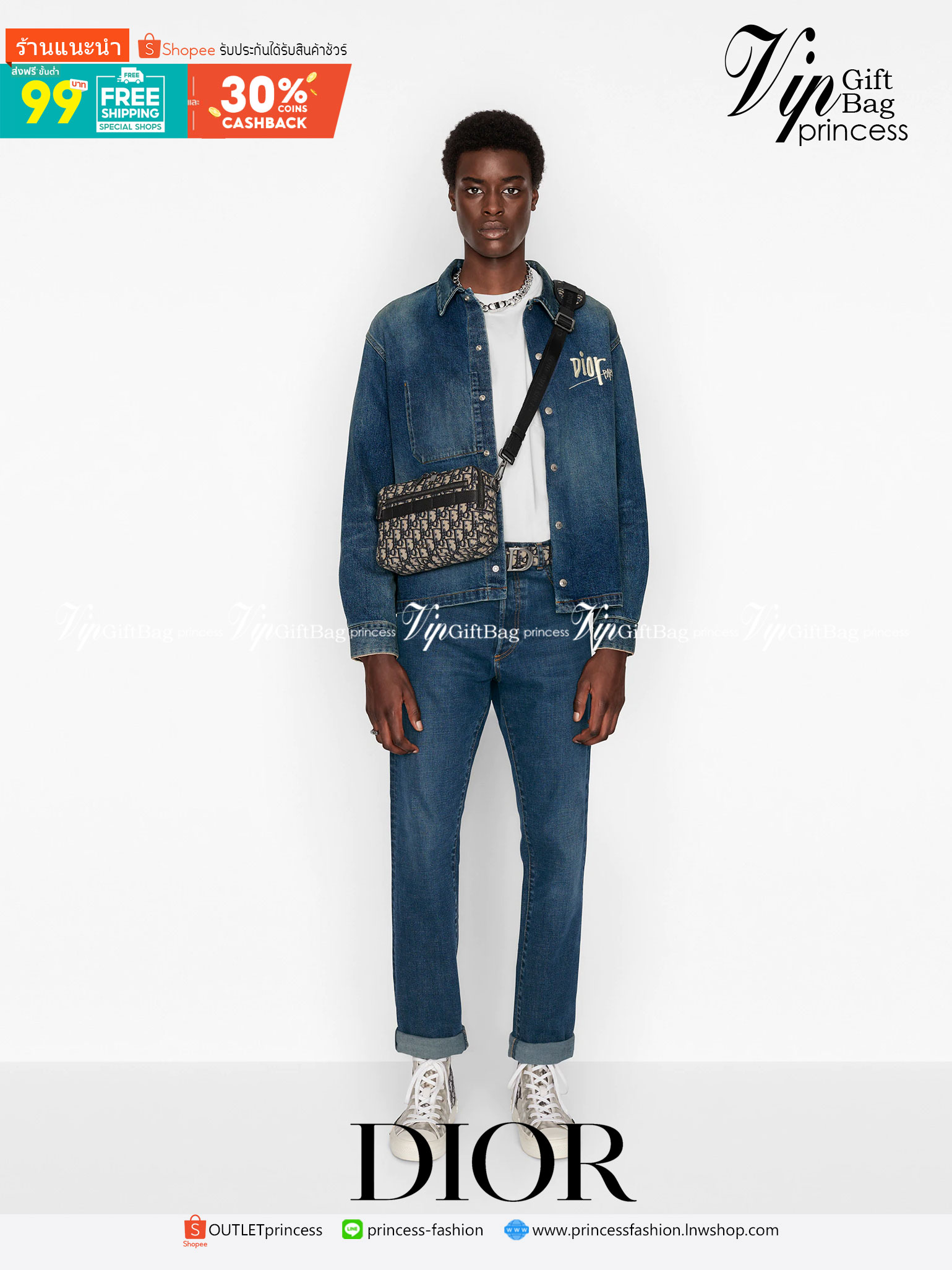 หนังแท้ DIOR SAFARI MESSENGER BAG / Dior crossbody Beige and Black Dior Oblique Jacquard พร้อมส่งที่ไทย งานหนังแท้และผ้าแจ็คการ์ดเกรดออริจินอล ภาพสินค้าถ่ายจากงานขายจริง ใช้งานต่างประเทศได้