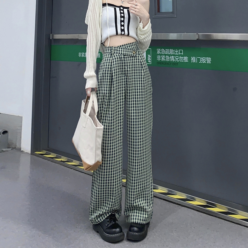 พร้อมส่ง 🧺 Noota pants กางเกงขายาวเอวสูงลายสก็อตสีเขียว (IN37128)