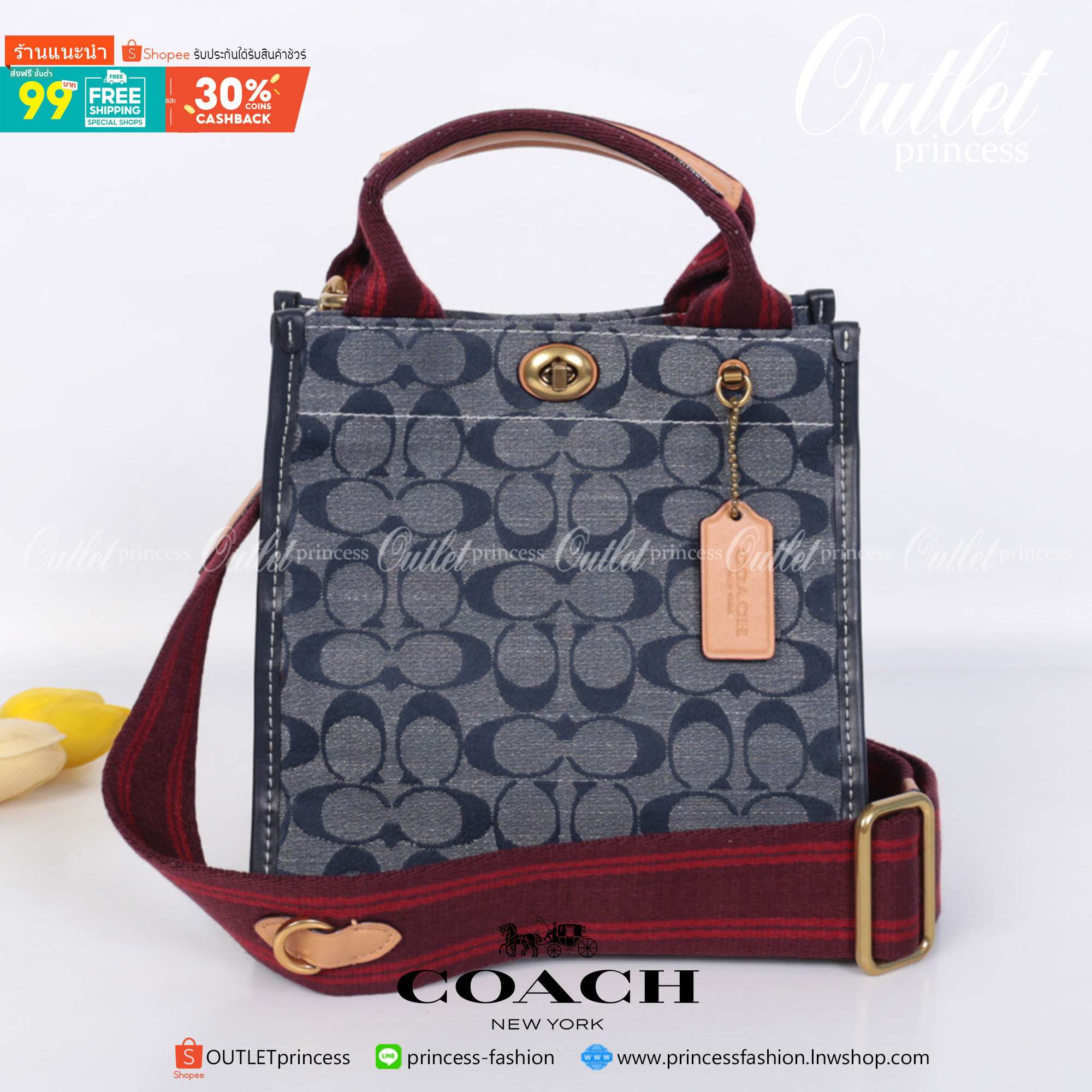 ของแท้ 💯% COACH Tote 22 In Signature Chambray