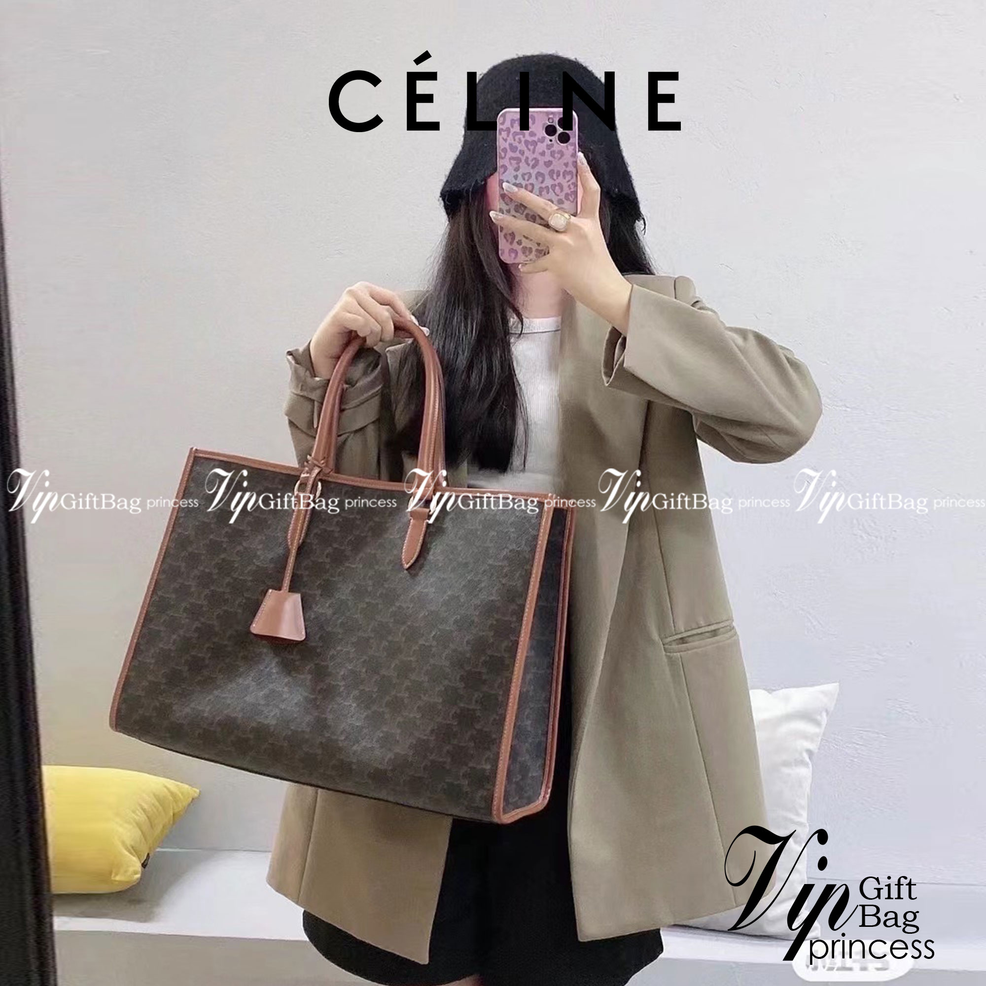 หนังแท้ CELINE HORIZONTAL CABAS IN TRIOMPHE CANVAS AND CALFSKIN / CELINE TOTE พร้อมส่งที่ไทย กระเป๋าโท้ทใบใหญ่ งานหนังแท้ CALFSKIN ทั้งใบ ใช้หนังเยอะมาก ราคานี้คุ้มมากค่ะ ภายในโล่งกว้าง จุของได้เยอะ ภาพสินค้าถ่ายจากงานขายจริง ใช้งานต่างประเทศได้