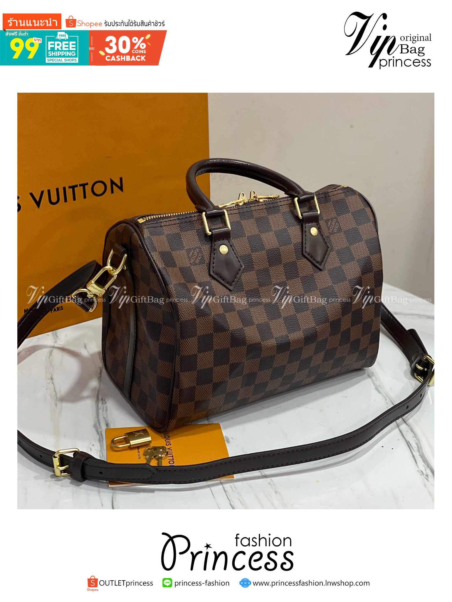LV Speedy 25 DAMIER / MONOGRAM กระเป๋าทรงหมอน รุ่นท็อปฮิต เกรดออริ ใช้ต่างประเทศได้
