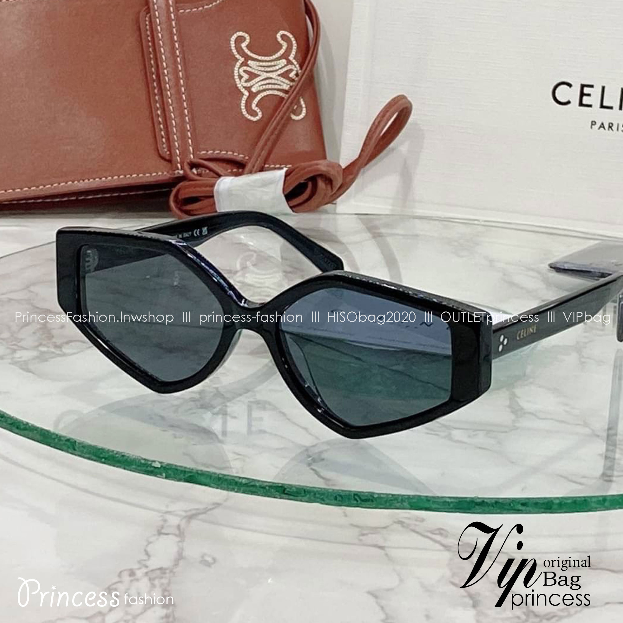 แว่นตาลิซ่า Celine Sunglass เกรดท็อปออริ 1:1 สลับแท้ เกรดดีสุด ใช้งานต่างประเทศได้ มาพร้อมกระเป๋าใส่แว่นปักลายซีลีน