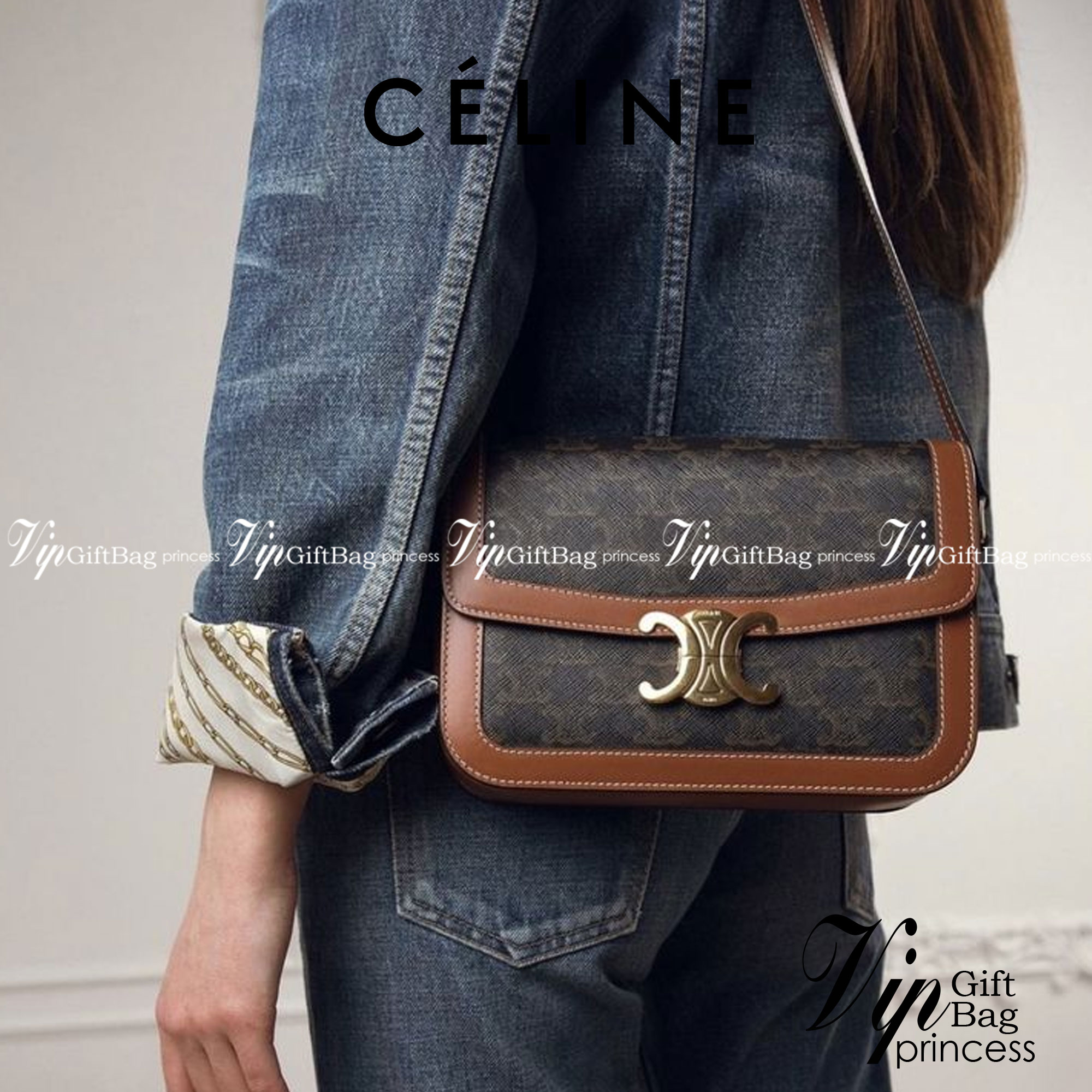 หนังแท้ CELINE MEDIUM TRIOMPHE BAG IN TRIOMPHE CANVAS AND CALFSKIN / CELINE TEEN สาวๆที่กำลังมองหากระเป๋าน่ารักเอาไว้ใช้ในวันสบาย ๆ แต่ไม่รู้เลือกกระเป๋า Celine รุ่นไหนดี แนะนำรุ่นนี้เลยคะ เป็นกระเป๋าสะพายข้างขนาดกำลังดี สวยแบบคลาสสิก หรูหราด้วยแคนวาสเคลื