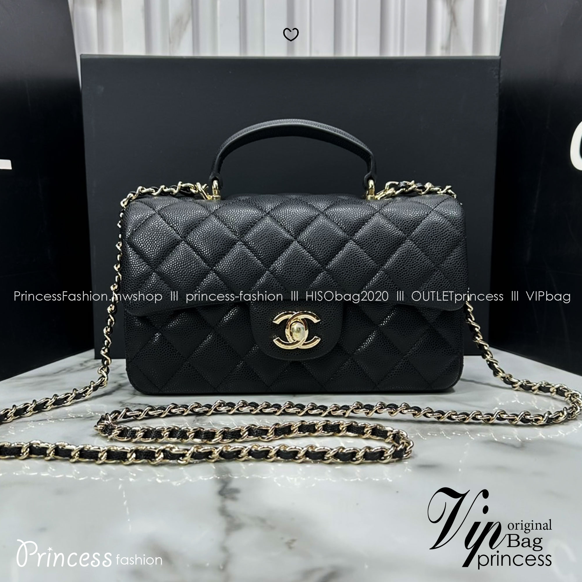 ORI หนังแท้ | CHANEL Classic Flap Bag TopHandle 20cm กระเป๋าสะพายคคลาสสิกพร้อมหูจับ หรูหราระดับตำนาน สวยงามเหนือกาลเวลา