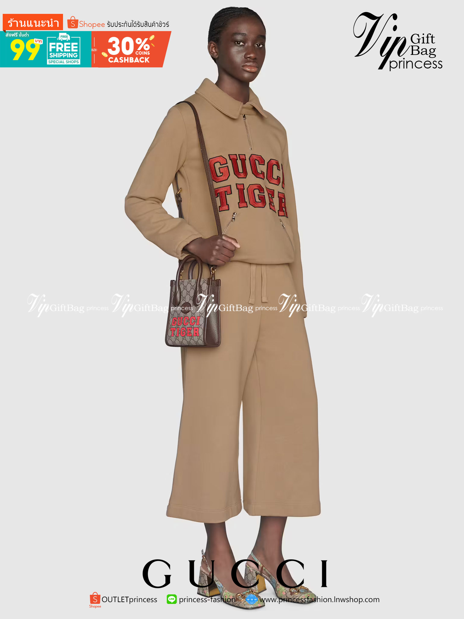 หนังแท้ Gucci Tiger GG mini tote bag พร้อมส่งที่ไทย