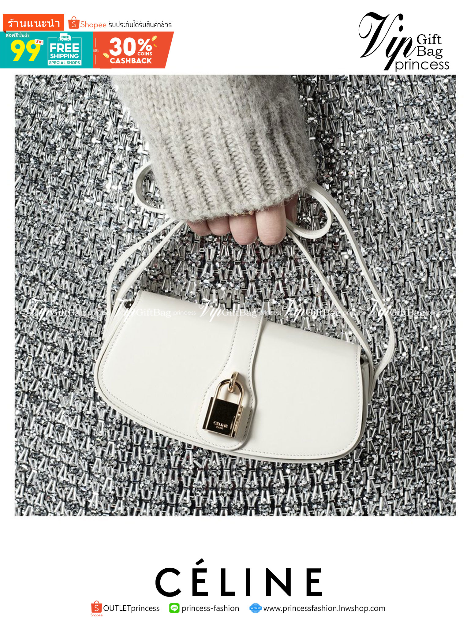 VIP 】CELINE TABOU CLUTCH BAG CELINE MINI CROSSBODY BAG (GWP) วัสดุ Triomphe Canvas หนังสวยอยู่ทรงกันน้ำได้ ขนาดกำลังน่ารัก การออกแบบที่เน้นความเรียบแต่หรู มาพร้อมสายสะพายสั้นและสายสะพายยาว สำหรับสะพายไหล่ สายปรับระดับสั้น-ยาวได้ (ถอดไม่ได้) โดดเด่นที่ด้าน