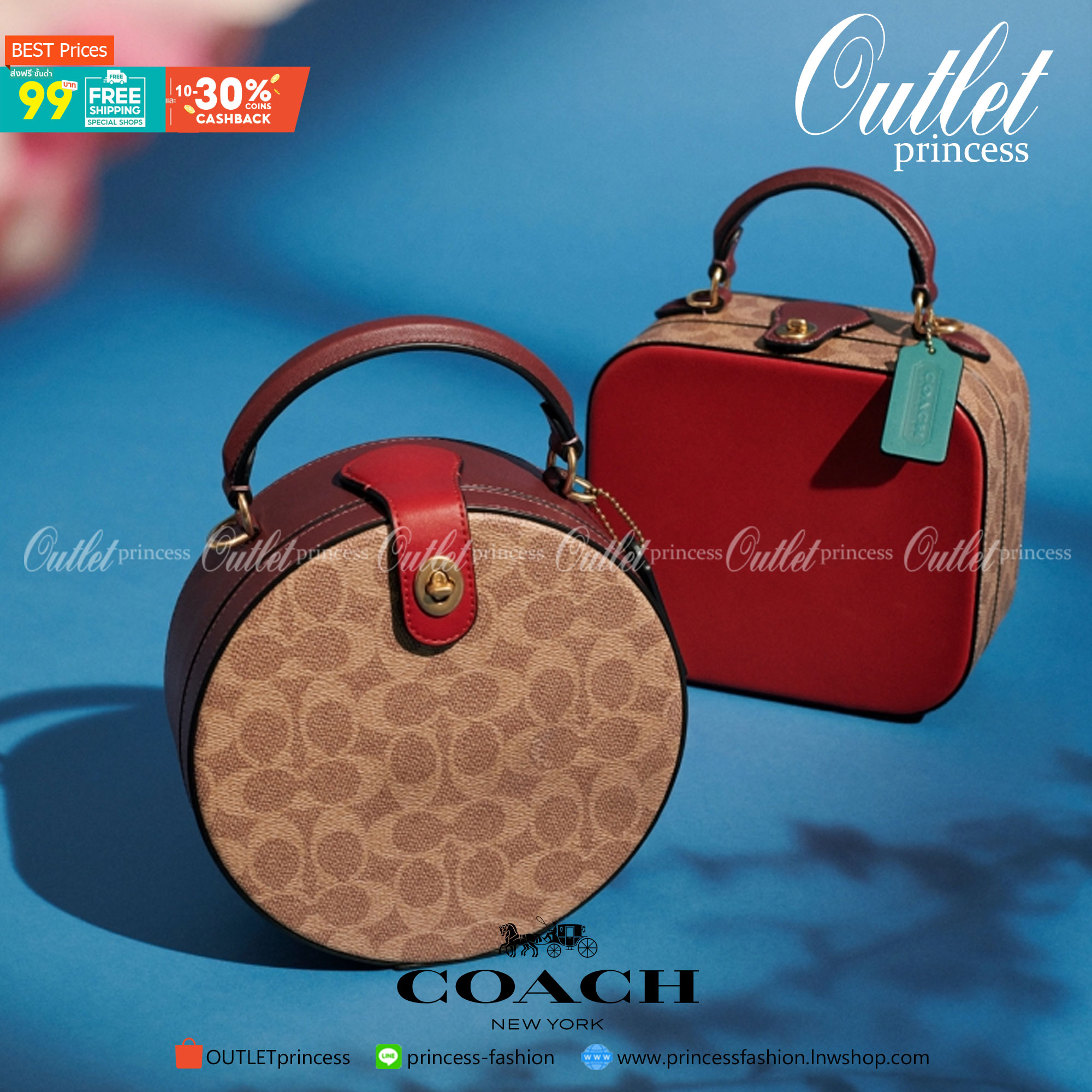 COACH LUNAR NEW YEAR CIRCLE BAG IN SIGNATURE CANVAS กระเป๋าทรงกลม ถือและสะพายข้างได้ วัสดุหนังแท้ ลาย C สวยหรู!! ตามแบบฉบับแบรนด์ ดูแพงมาก ราคาสุดคุ้มแบบนี้ ต้องมีไว้ใช้สักใบน้า!!