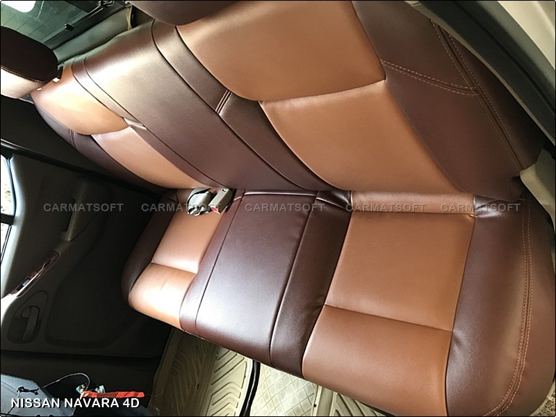 ชุดหุ้มเบาะรถยนต์ NISSAN NAVARA 4D หนังPVC เกรดA หนา1มิล สีชาน้ำตาล