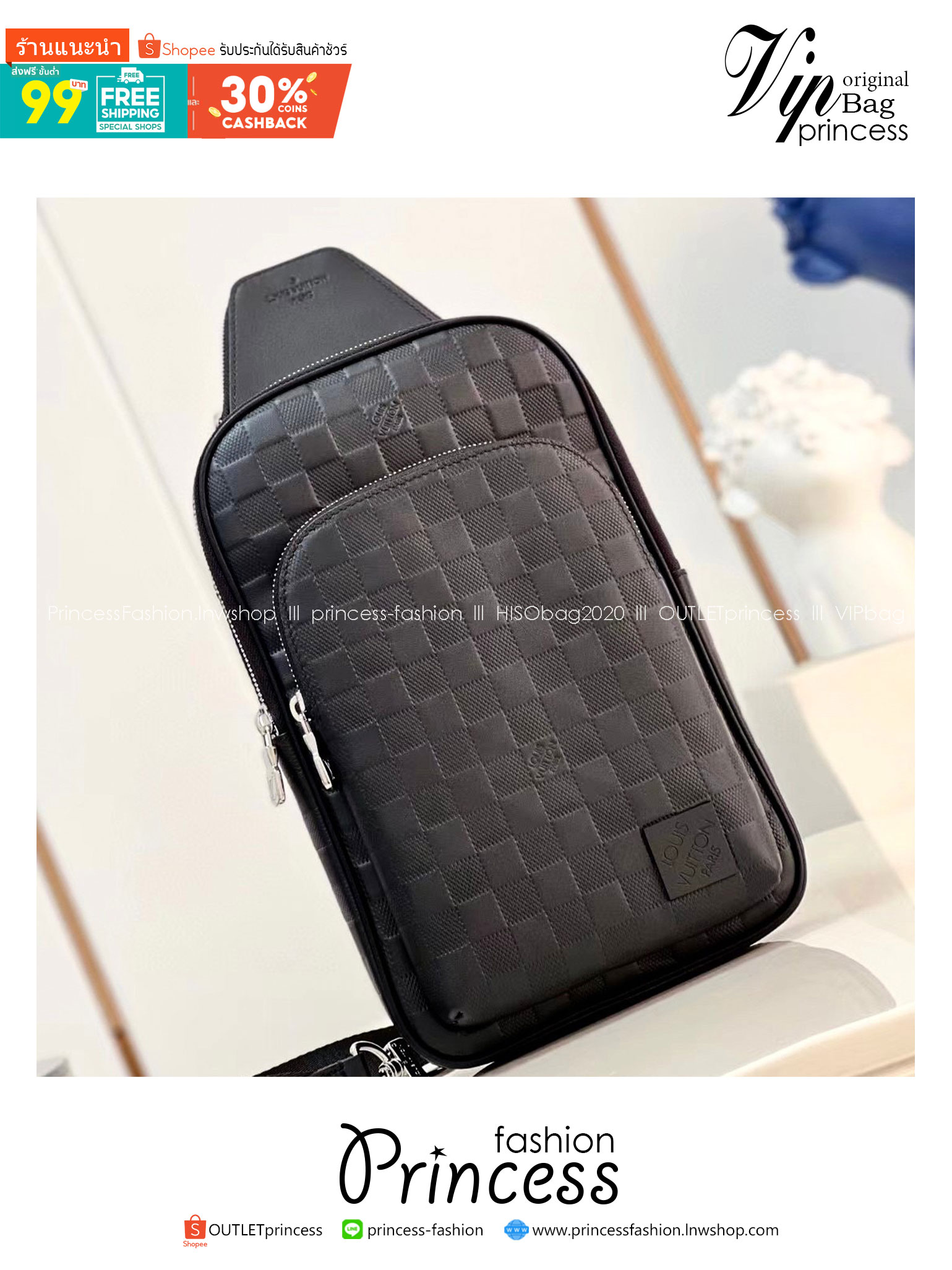 LV Avenue Slingbag NM Damier Infini / Taiga Leather กระเป๋าสะพาย/คาดอก Sling bag หนังแท้สวยลายตารางหมากรุกสุดคลาสสิก สง่างามตลอดกาล มีไว้ไม่มีเอาท์ ท่านชายควรมีมากค่ะ เกรดท็อป ออริ เทียบแท้ 1:1 เกรดดีสุด
