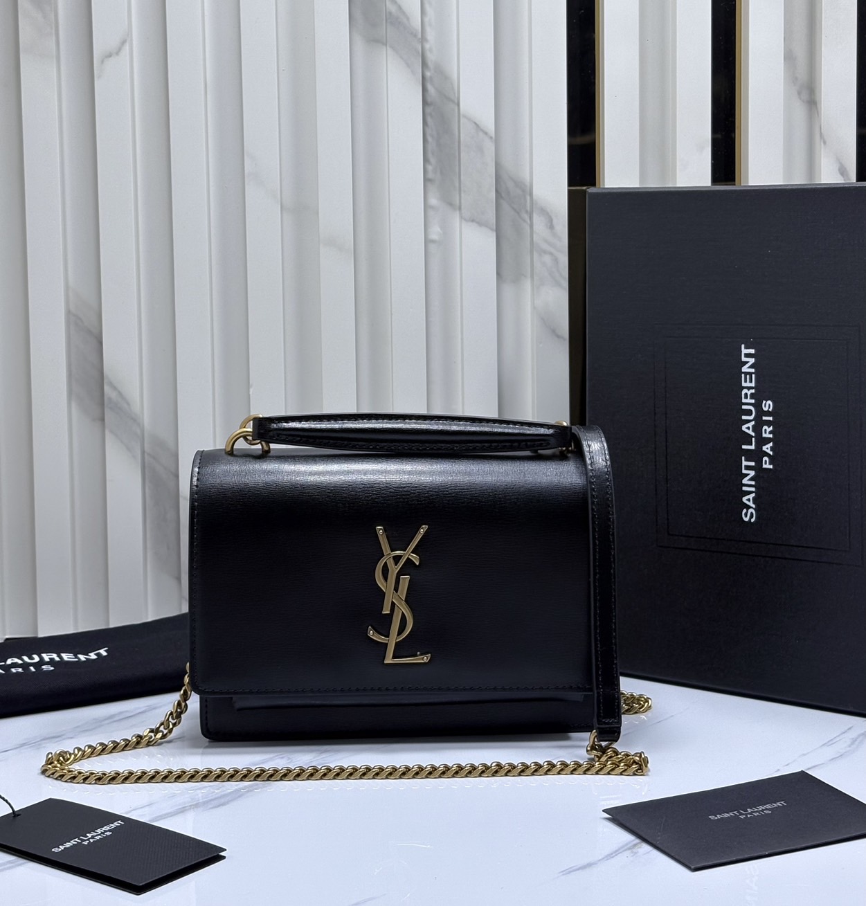 ORI หนังแท้ | YSL Sunset medium in smooth leather กระเป๋าสะพายข้างดีไซน์เรียบหรู โลโก้สวยโดดเด่น ไอเท็มขึ้นแท่น the best seller!!