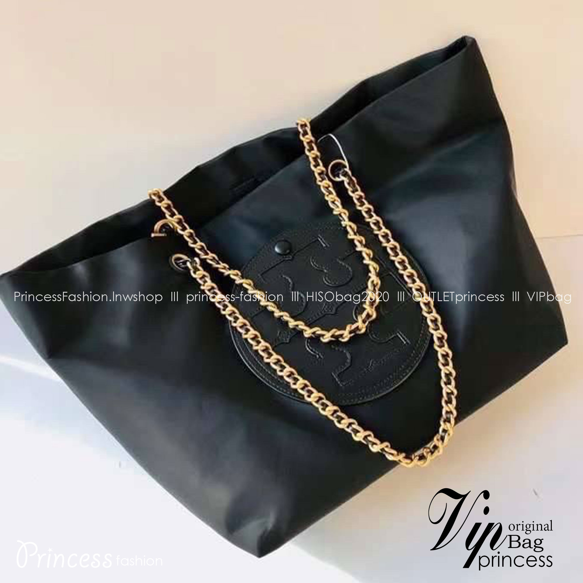 TORY BURCH Ella Chain Tote 32cm / TORY TOTE NYLON BAG พร้อมส่ง 4 สี กระเป๋าสะพายทรงโท้ท จุของได้เต็มที่ น้ำหนักเบา รูปทรงคลาสสิคชวนใช้